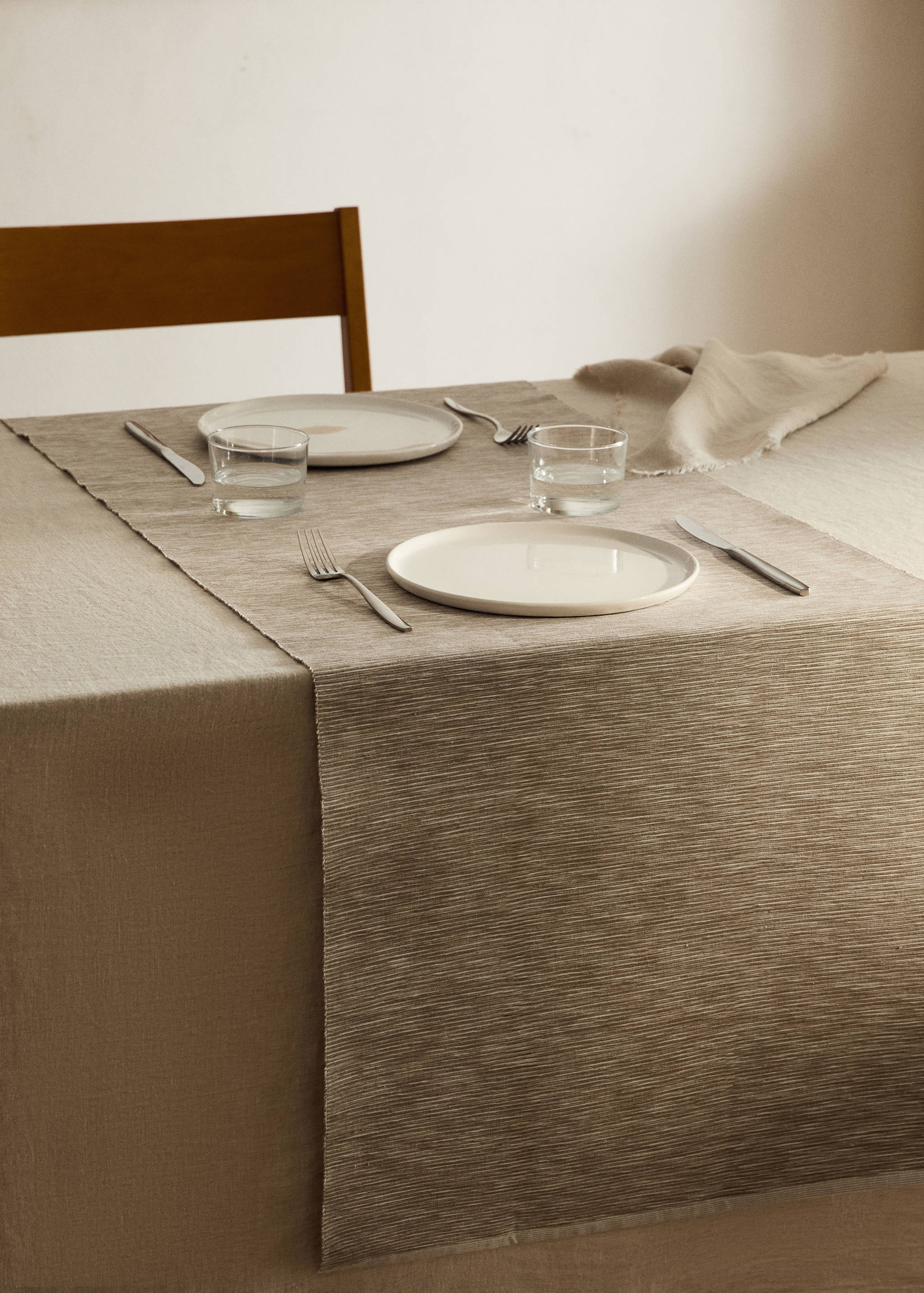 Melange katoenen tafelloper van getint garen - Overzichtstekening