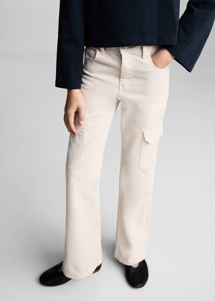 Flared cargo jeans — Sand