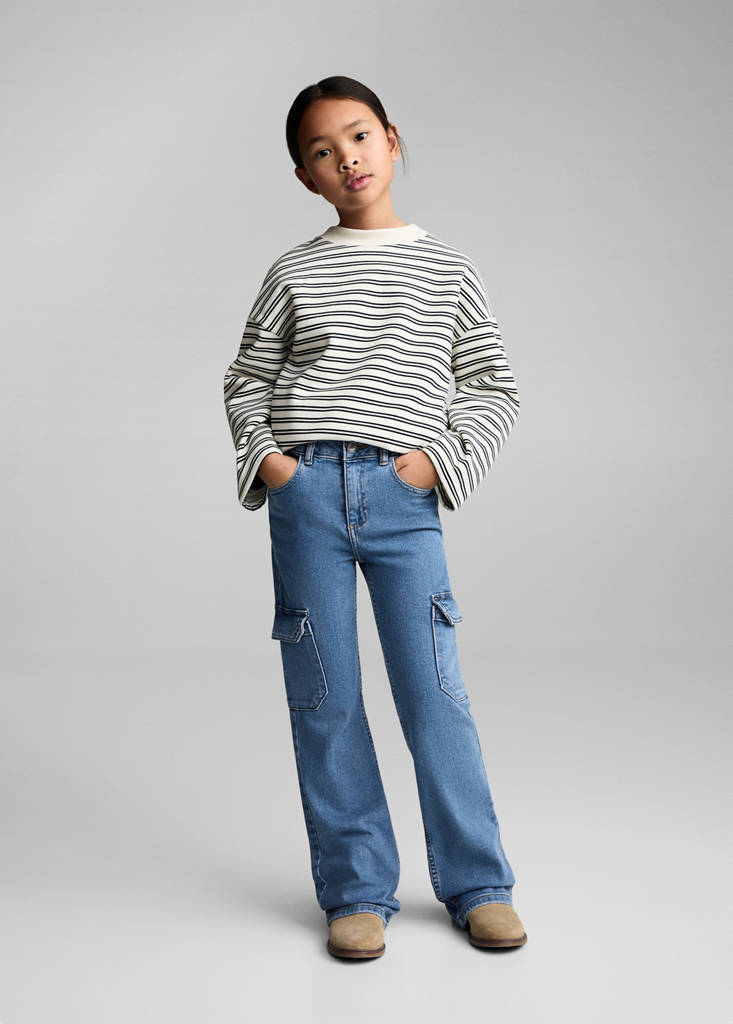 Flared cargo jeans — Medium Blue