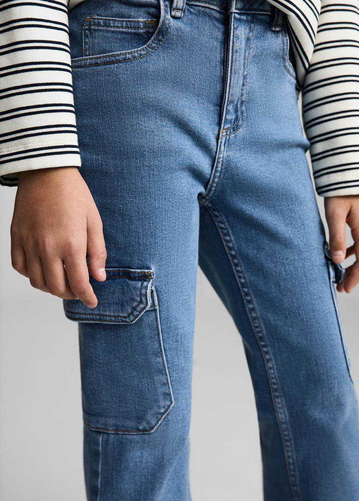 Flared cargo jeans — Medium Blue