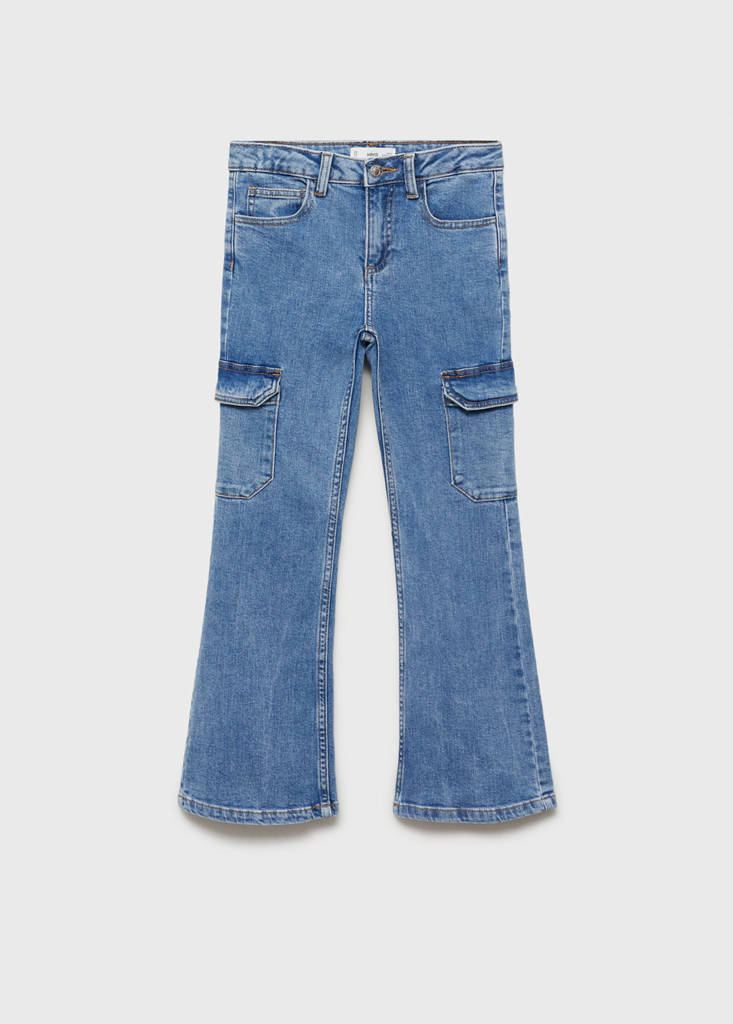 Flared cargo jeans — Medium Blue