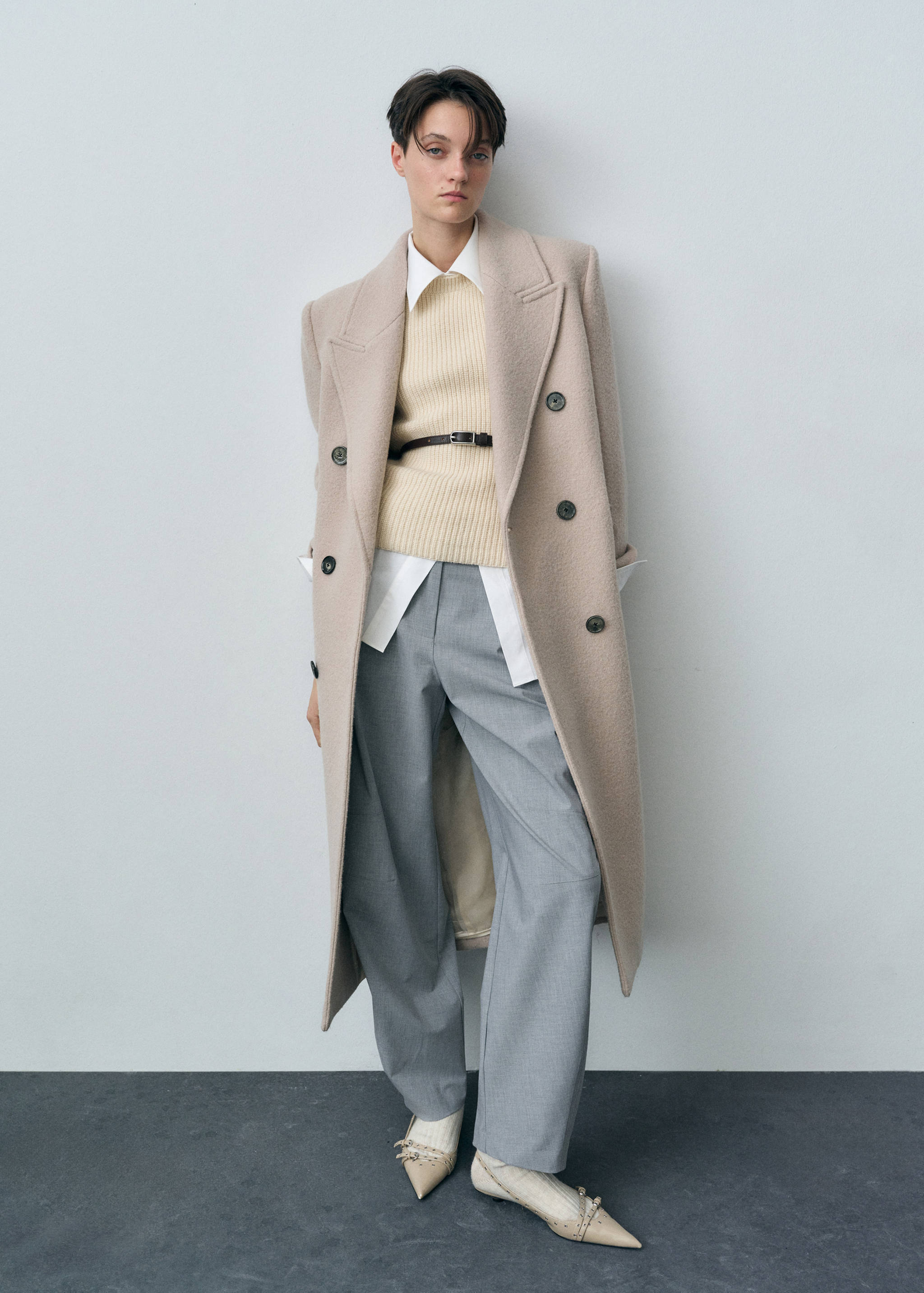 Top laine mélangée maille côtelée - Plan général