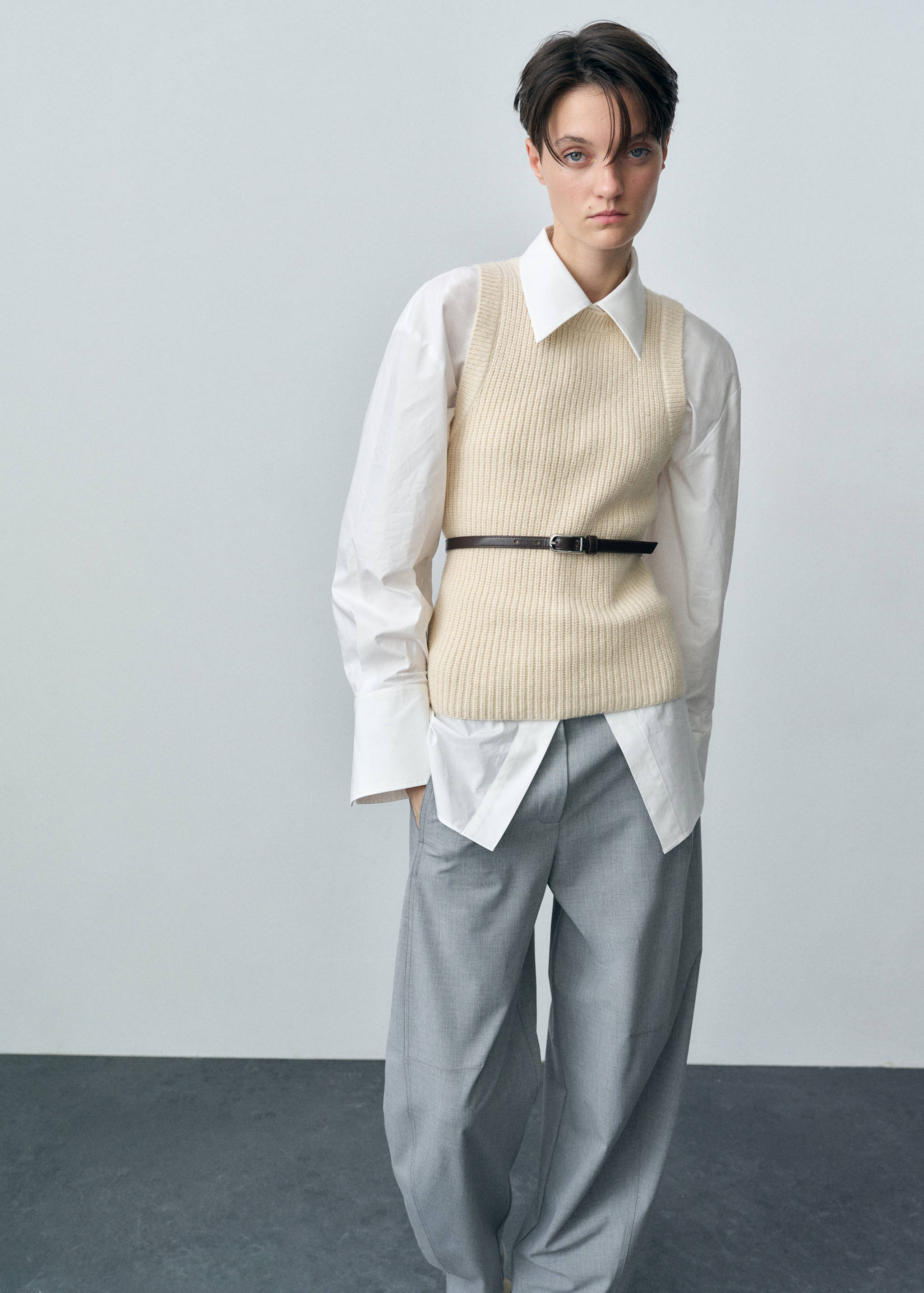 Geribde top van een wolblend - Middenvlak