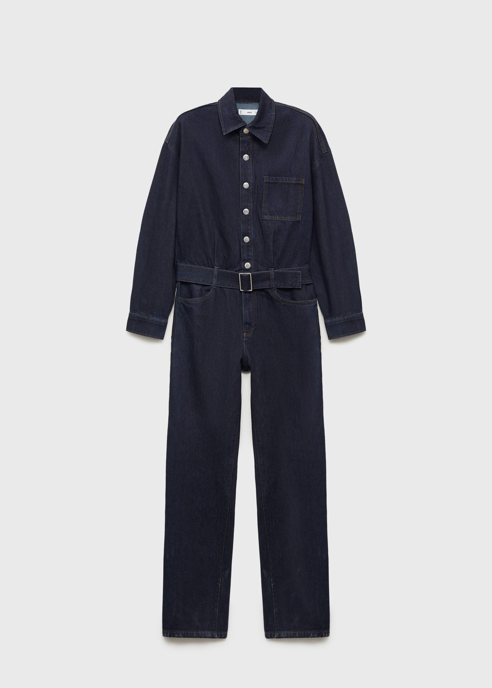 Rinse-wash denim jumpsuit with belt - Article without model