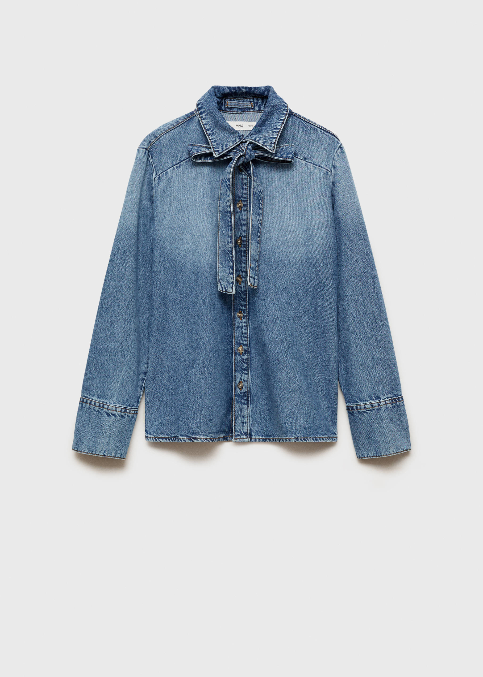 Denim blouse met strik - Artikel zonder model