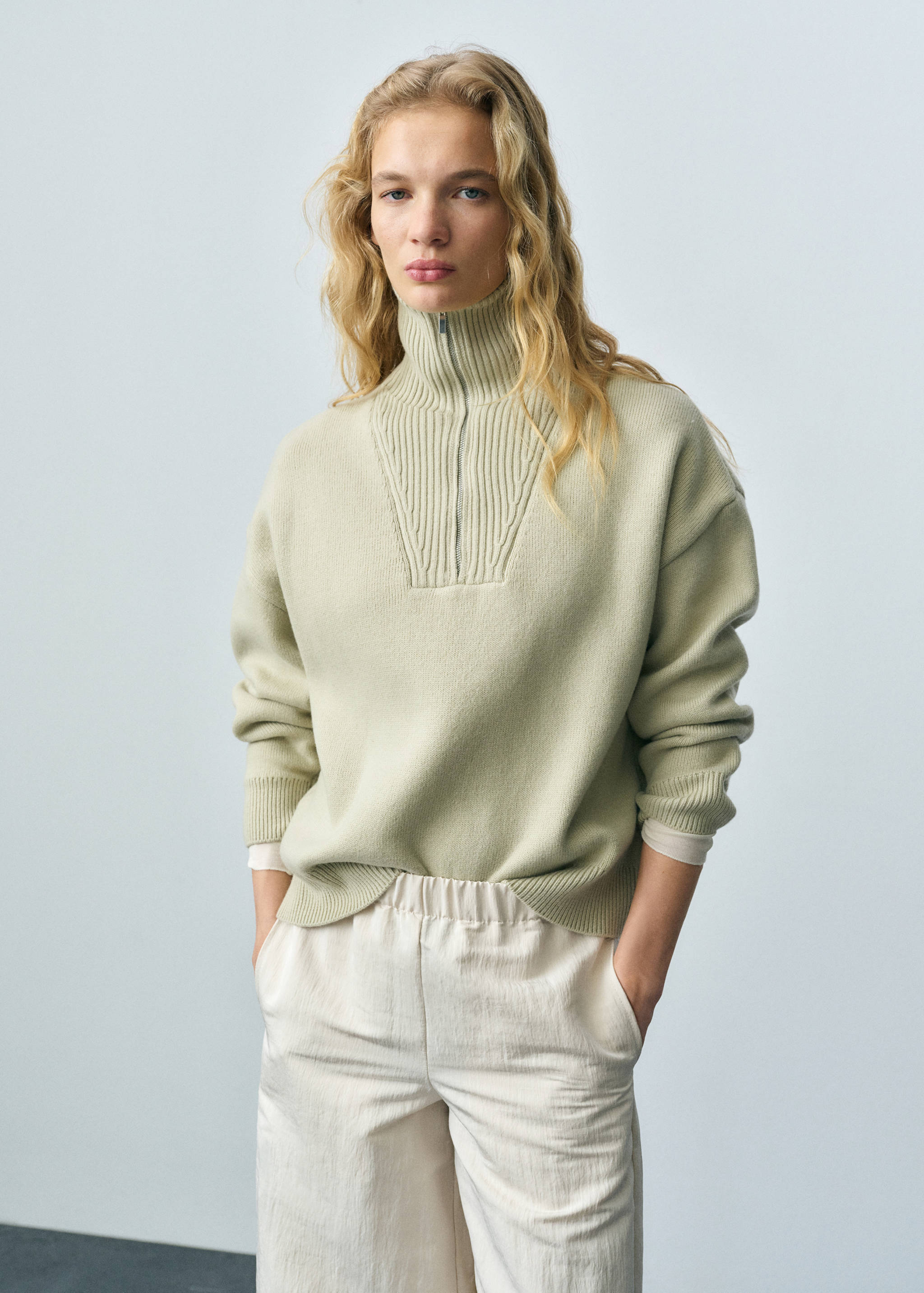 Wool-blend sweater with zip - Medium plane