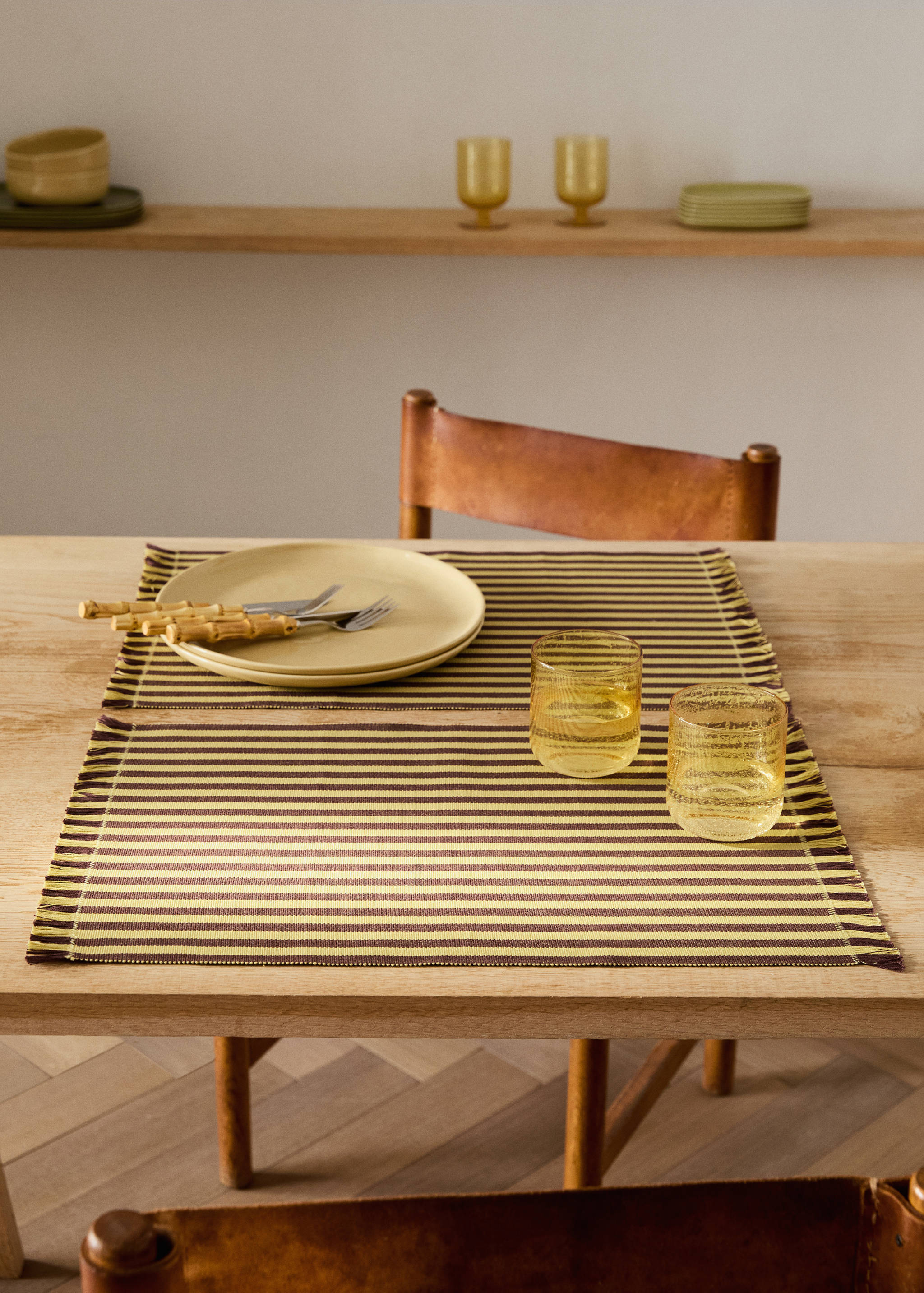 Cotton two-tone yarn-dyed striped placemat - General plane