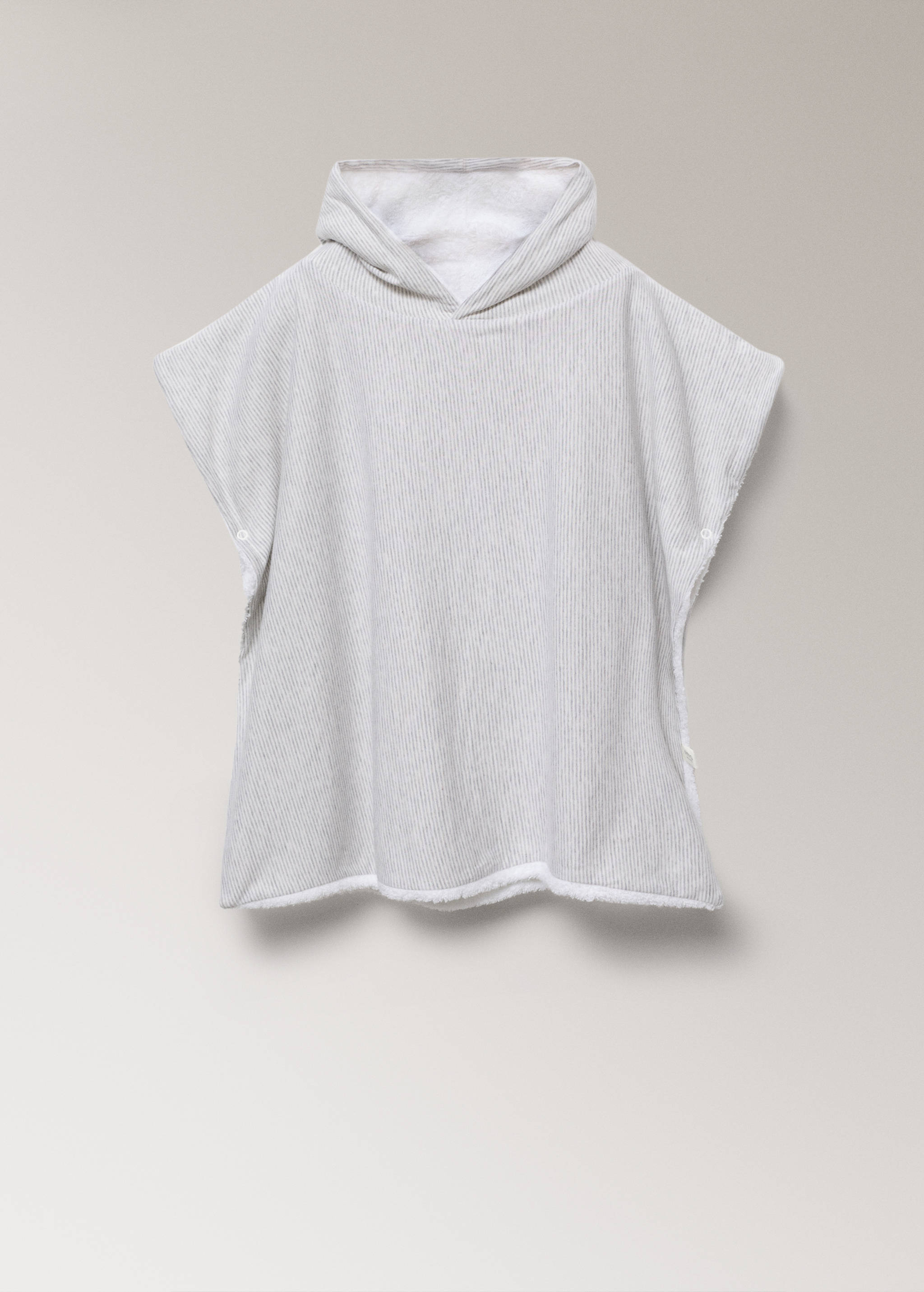 Badeponcho for barn i bomull med tofargede striper - Artikkel uten modell