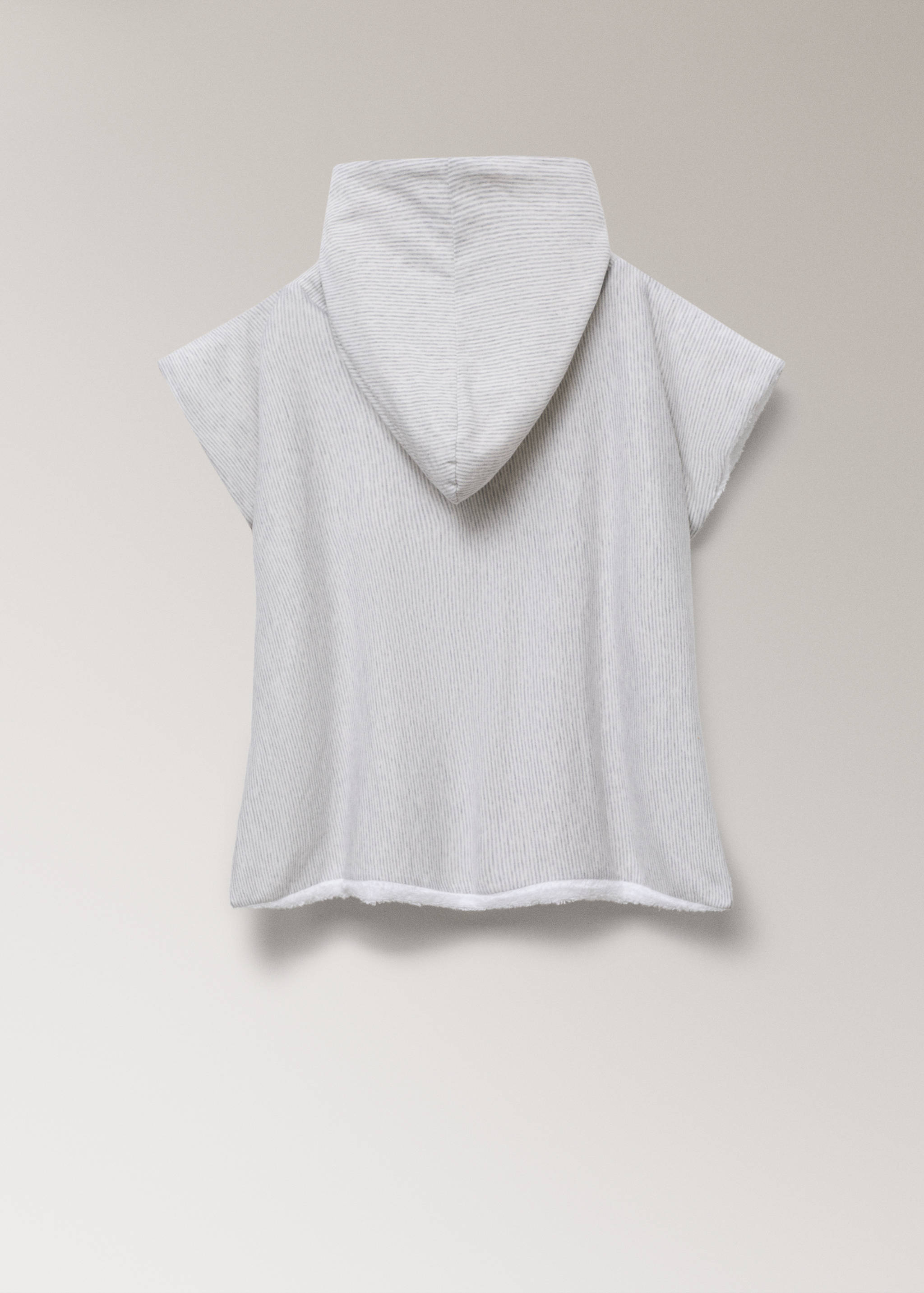 Badeponcho for barn i bomull med tofargede striper - Artikkeldetalj 1