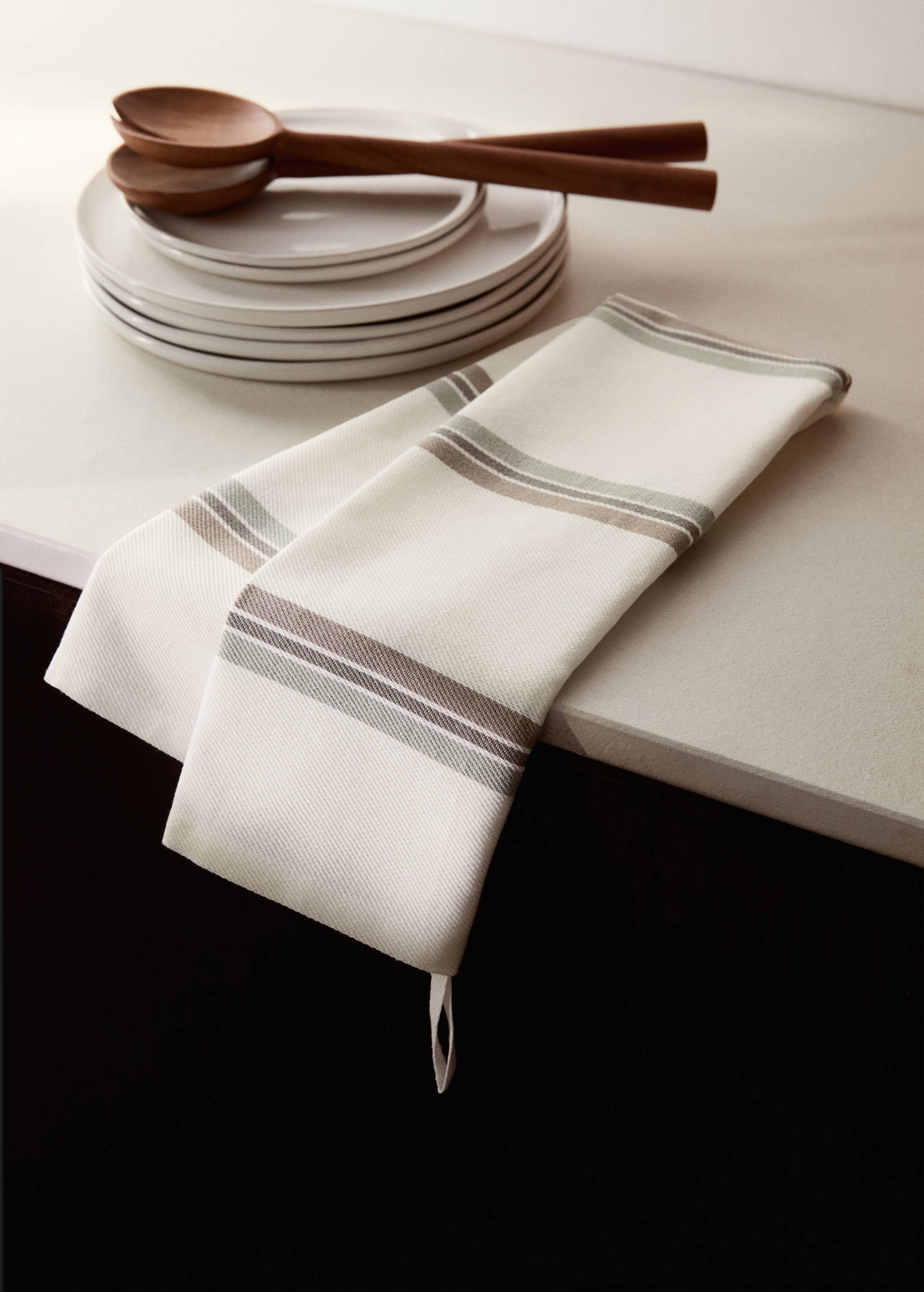 Küchentuch aus garngefärbter Baumwolle mit  Streifen - Allgemeine Ansicht