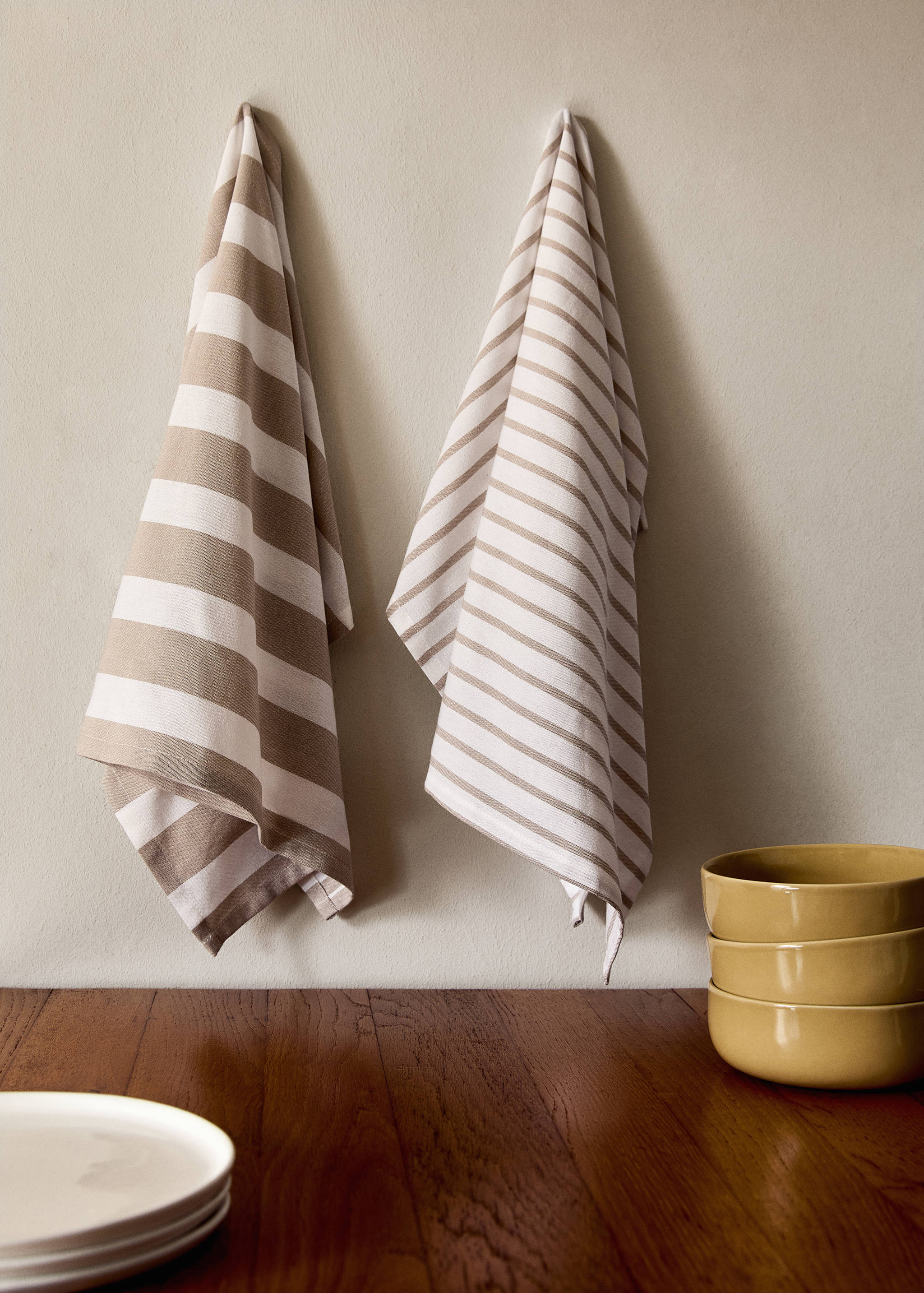 Pano de cozinha de multirriscas bicolores - Plano geral