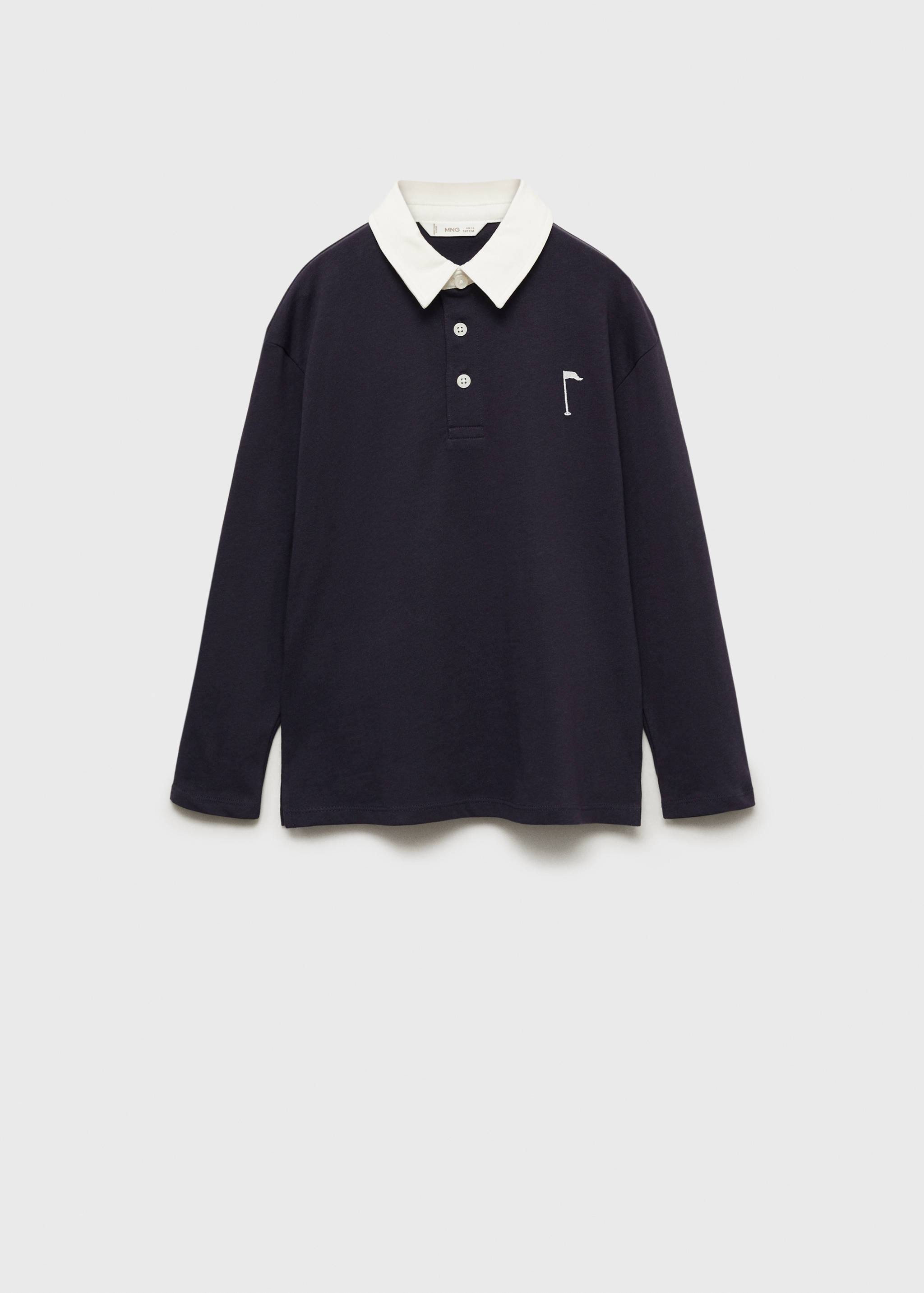 Contrasting neck cotton polo shirt - Article without model