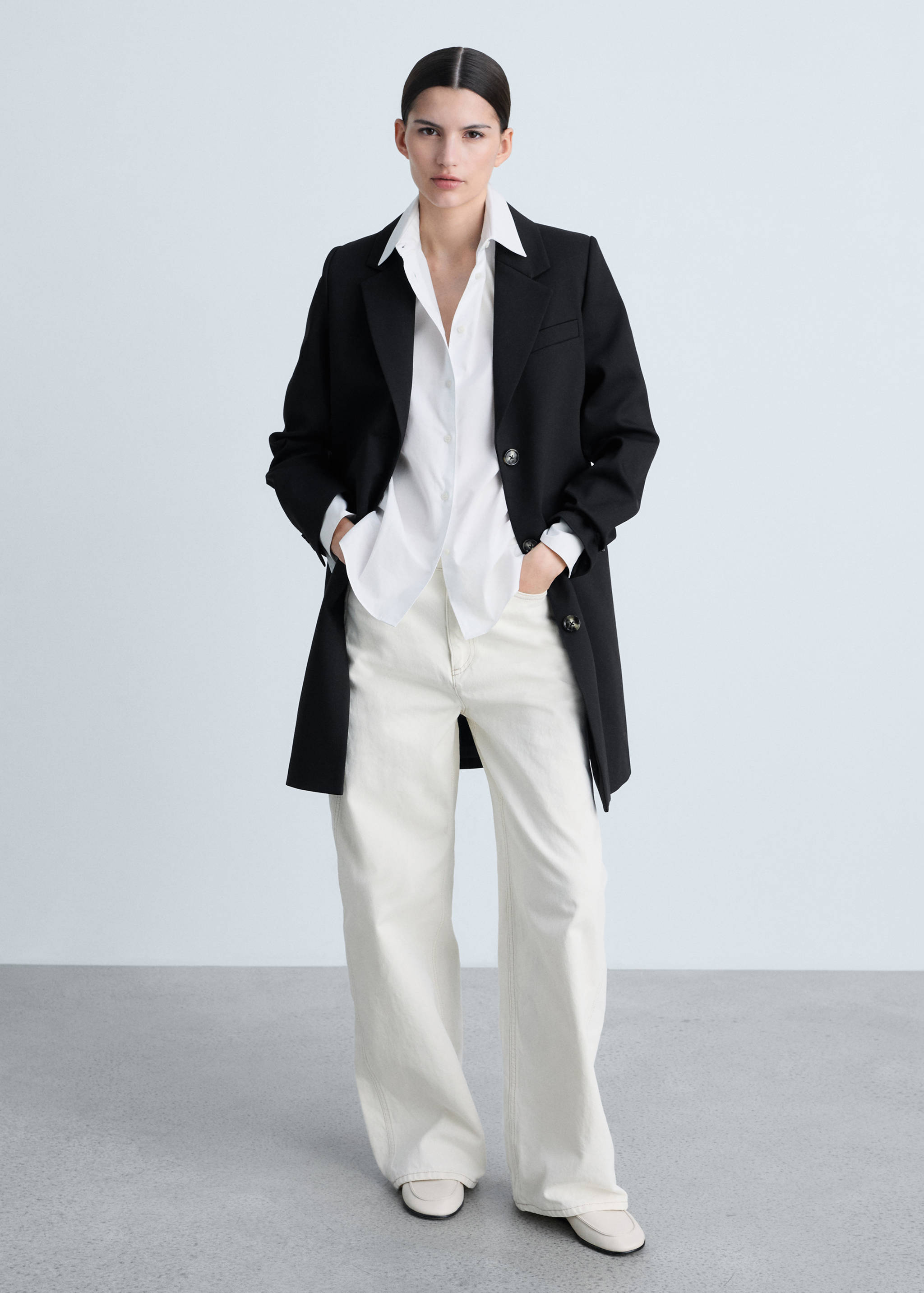 Cotton midi-coat with buttons - General plane