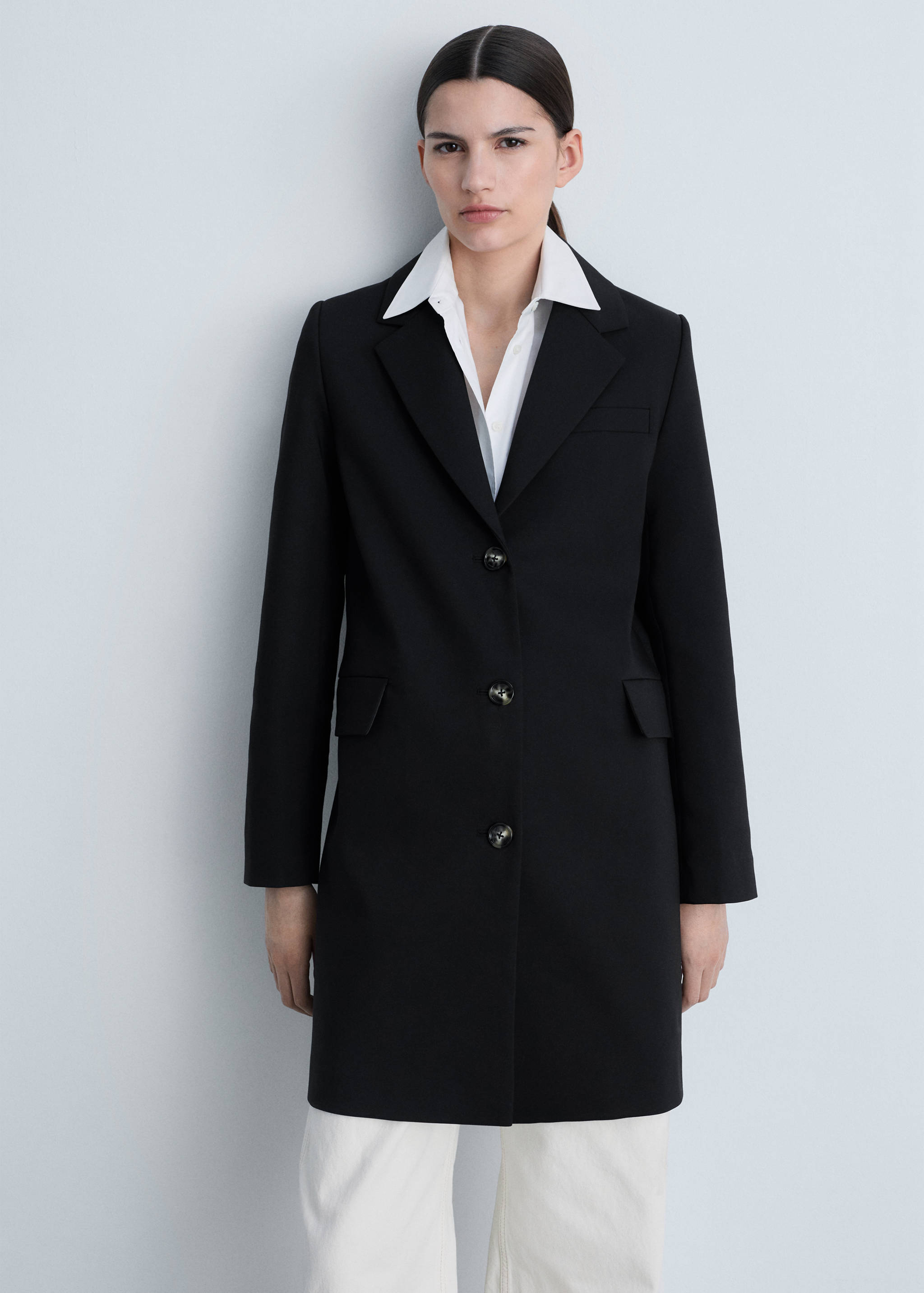 Cotton midi-coat with buttons - Medium plane