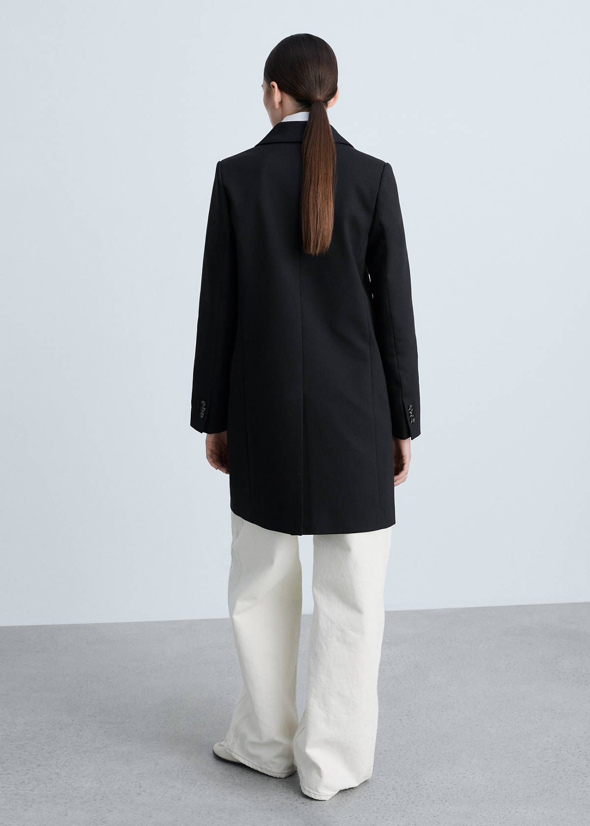 Cotton midi-coat with buttons — Black