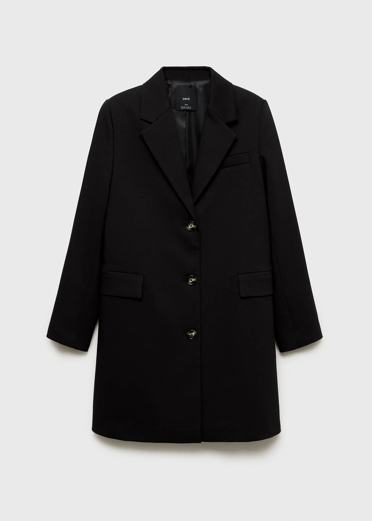 Cotton midi-coat with buttons — Black