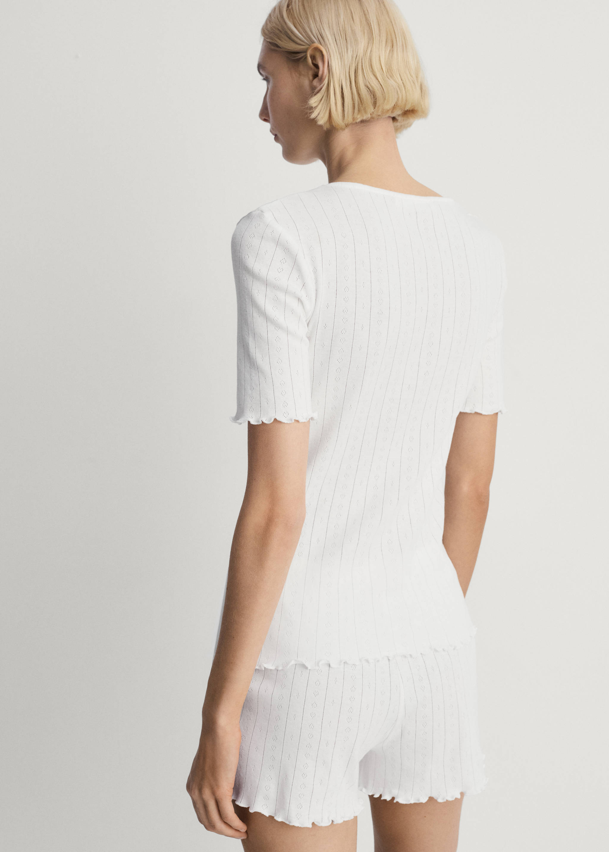Top od piżamy z bawełny z ażurowym motywem - Tylna strona artykułu