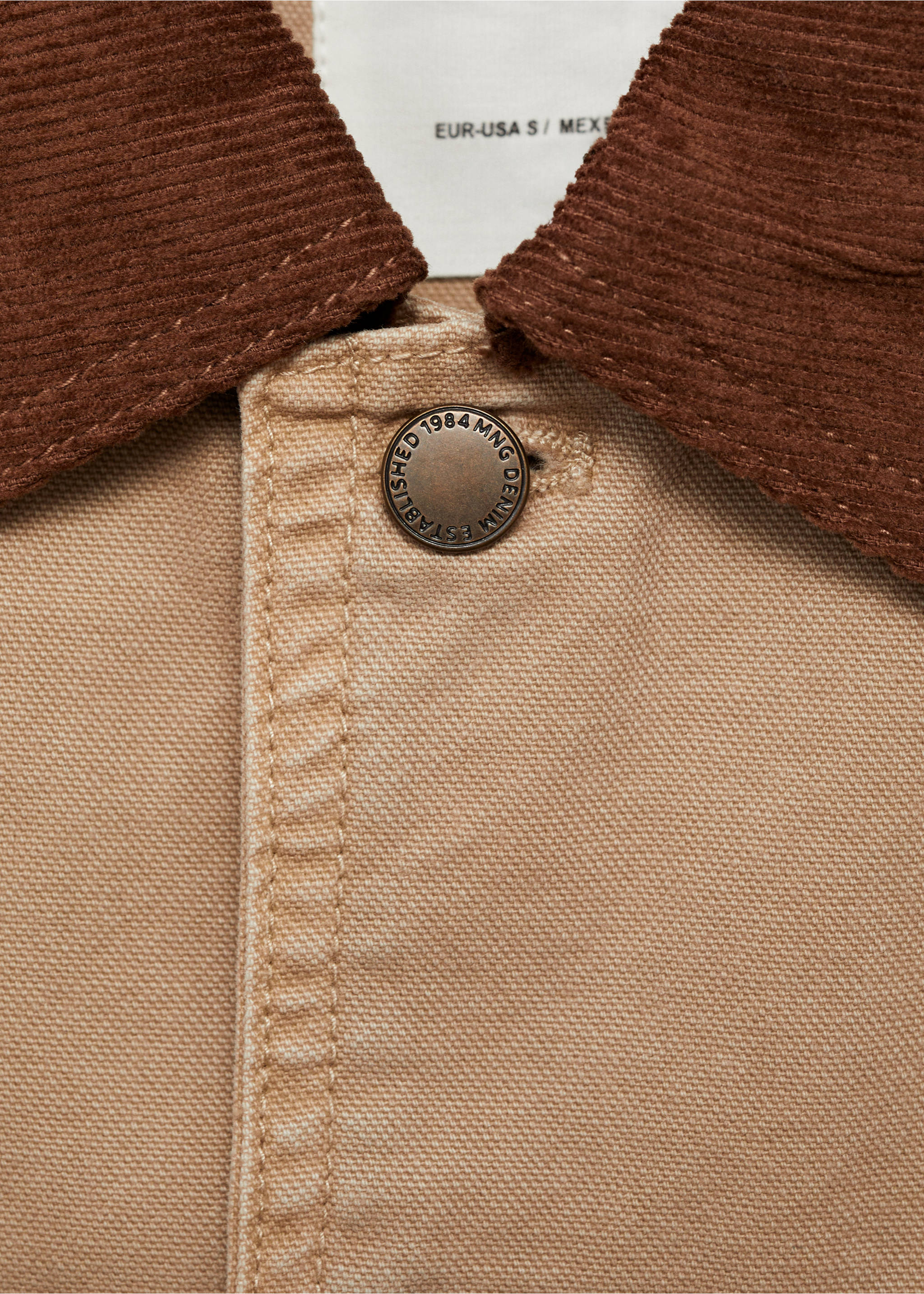Parka vaquera cuello contraste - Detalle del artículo 8, Arena. Ref: 87084070-01.