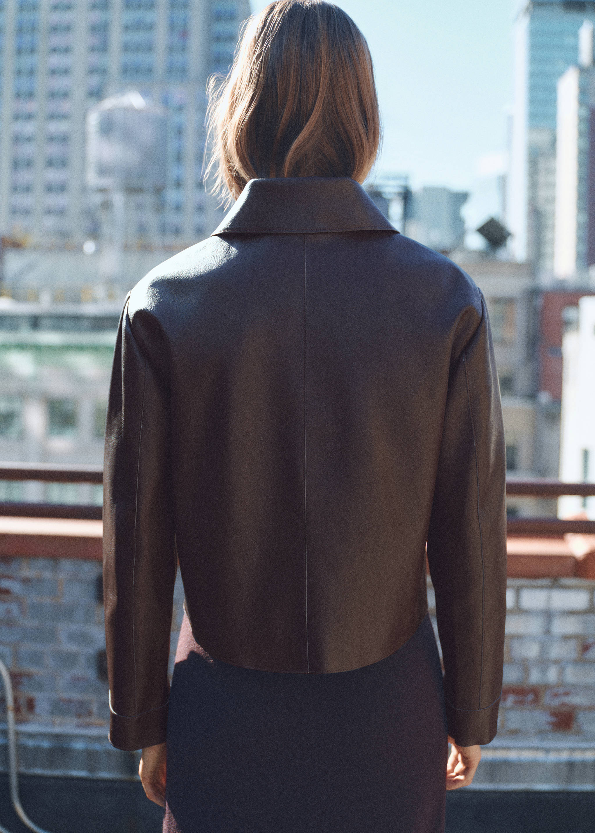 Faux-leather jacket with pockets - Reverse of the article