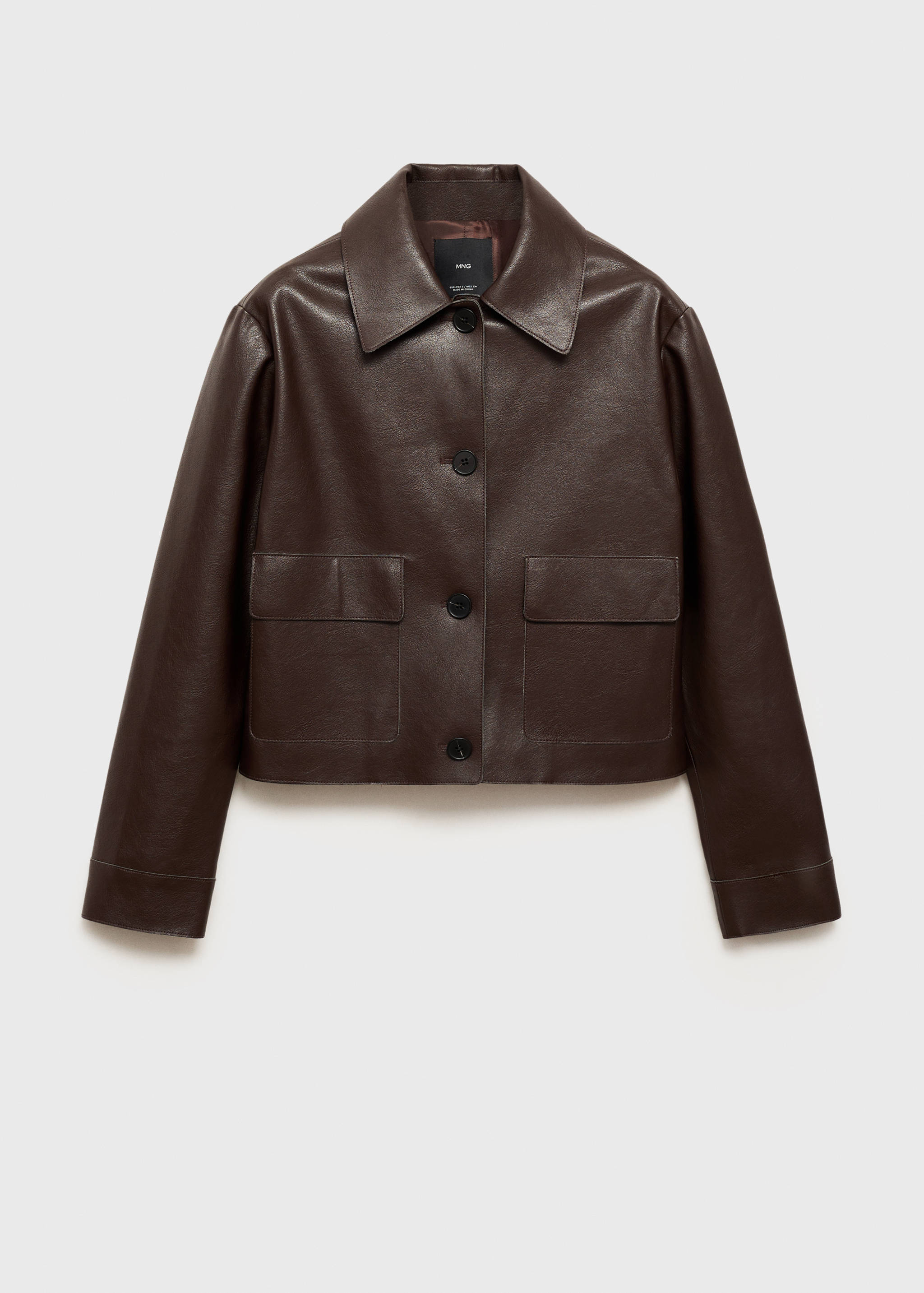 Faux-leather jacket with pockets - Article without model