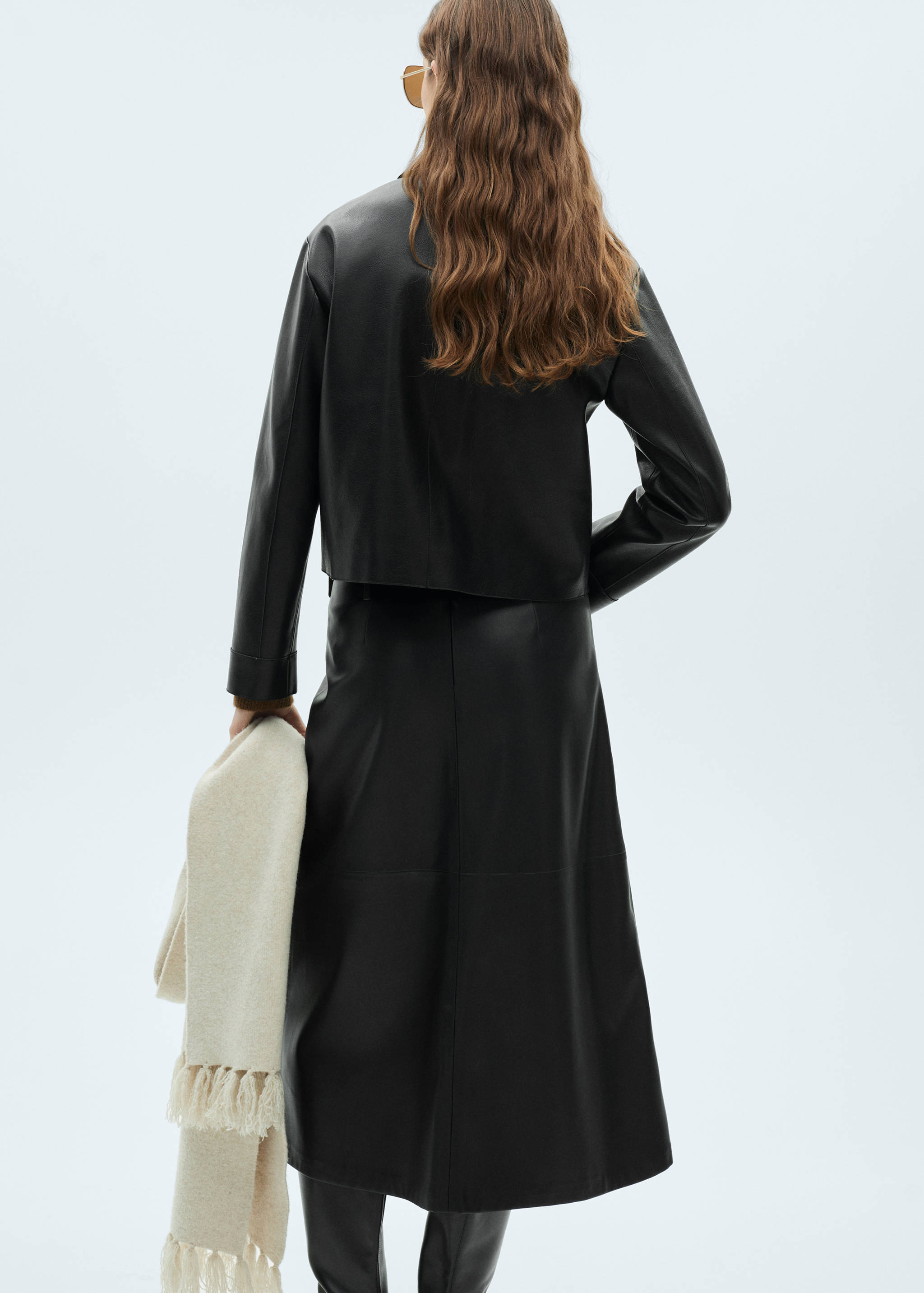 Faux-leather jacket with pockets - Reverse of the article