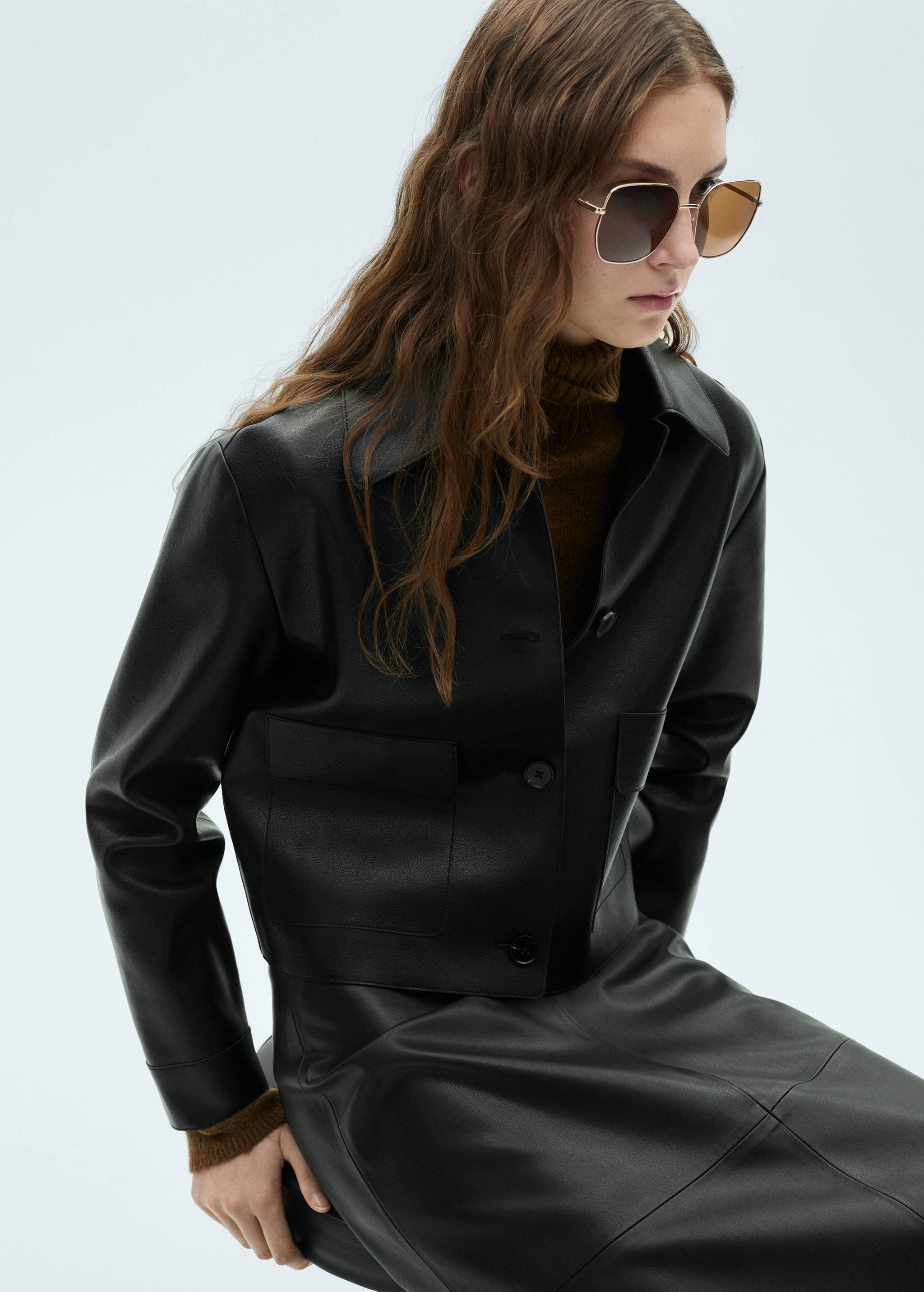 Faux-leather jacket with pockets - Details of the article 2