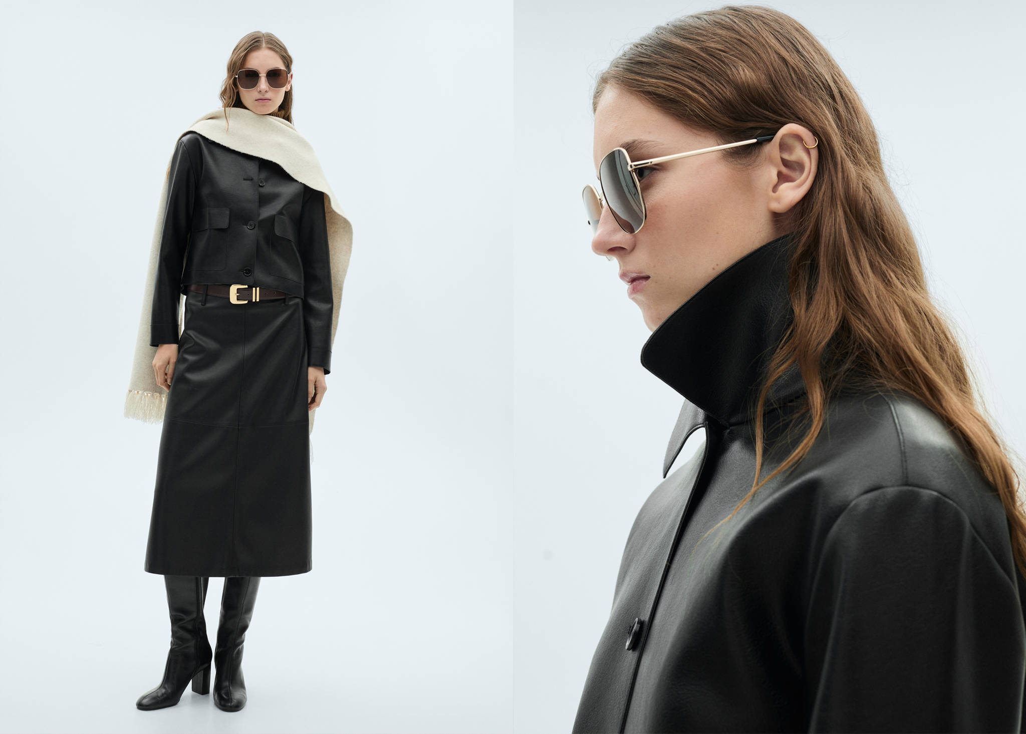 Faux-leather jacket with pockets - Panoramic plane