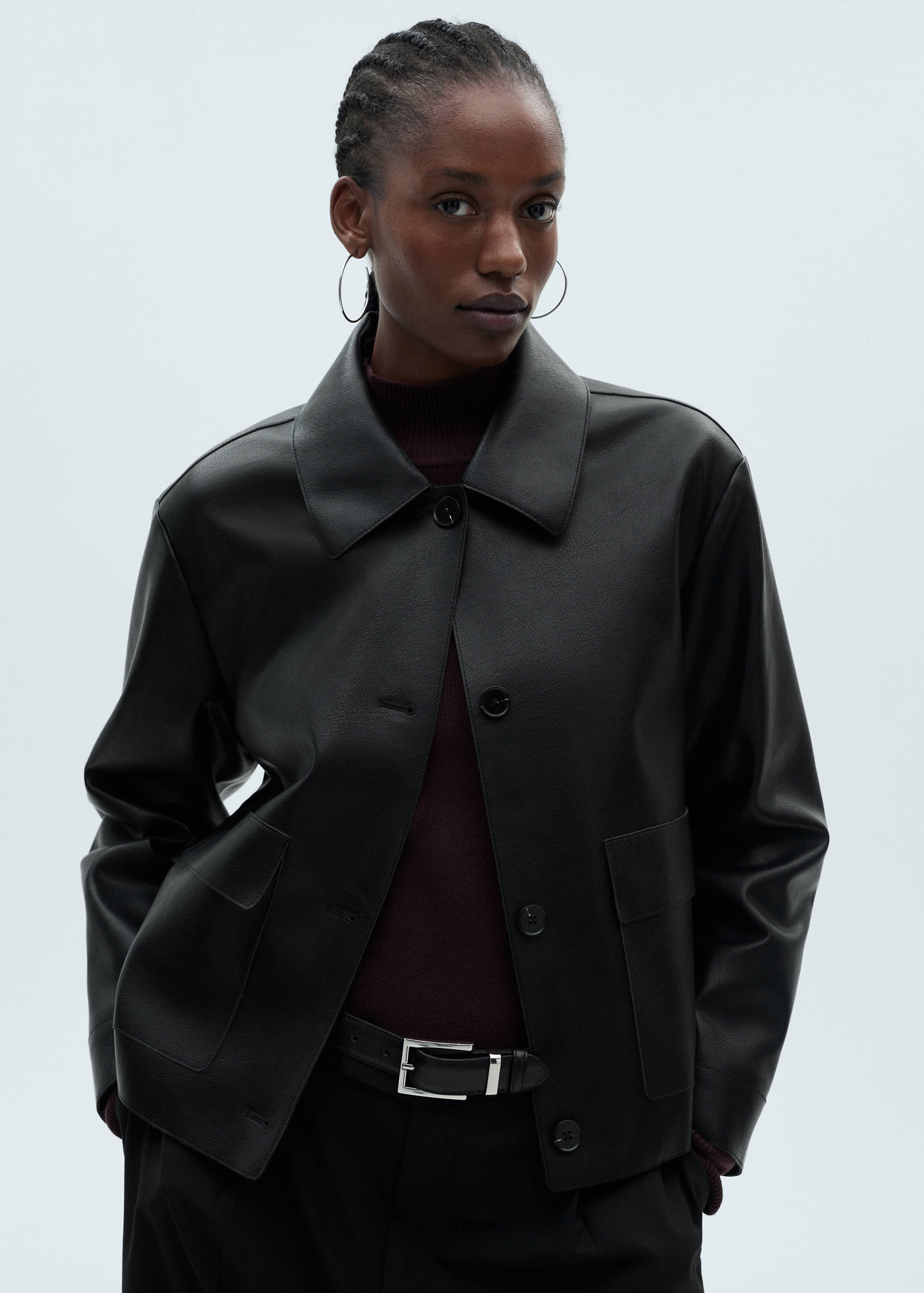 Faux-leather jacket with pockets - Details of the article 5