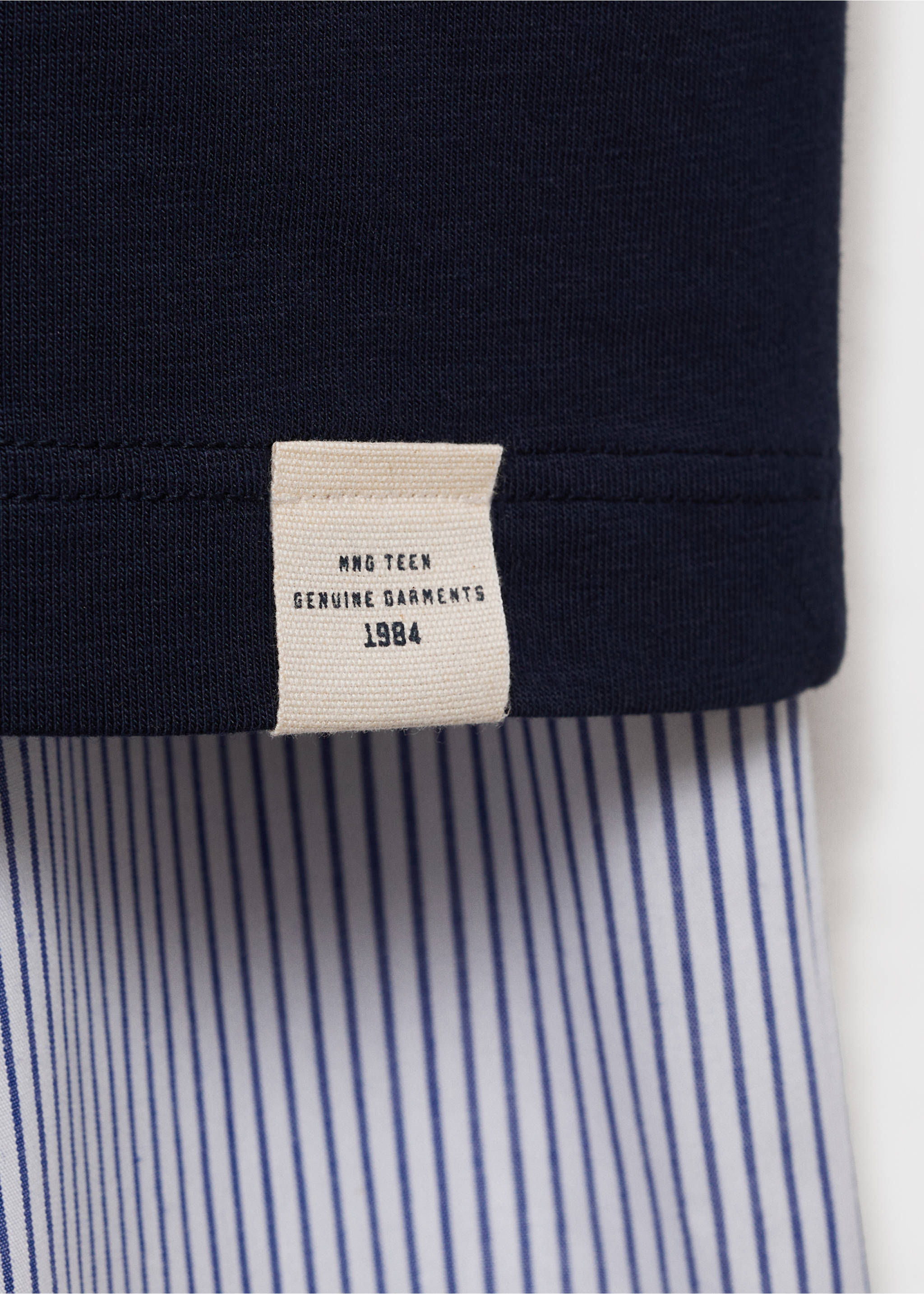 Striped cotton short pyjamas - Details of the article 8, Dark Navy. Ref: 87084077-00.