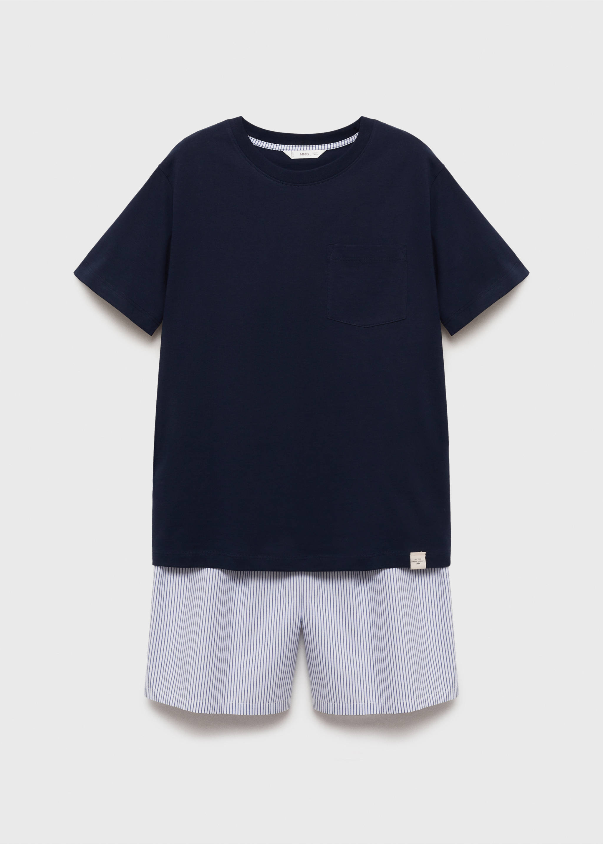 Striped cotton short pyjamas - Article without model, Dark Navy. Ref: 87084077-00.