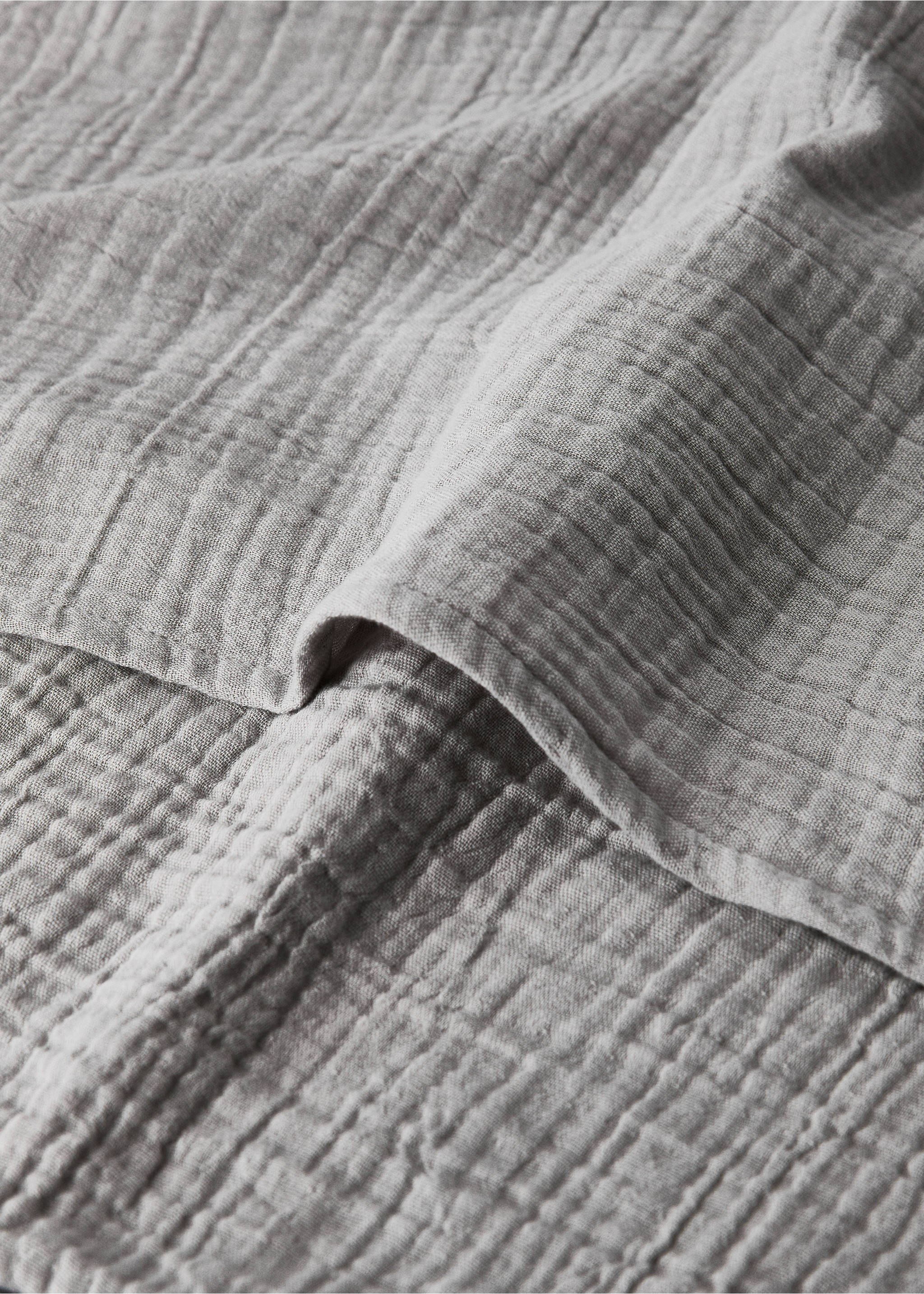 Chiffon cotton duvet cover with contrast piping for cot - Details of the article 1, Light/Pastel Grey. Ref: 87084082-00.