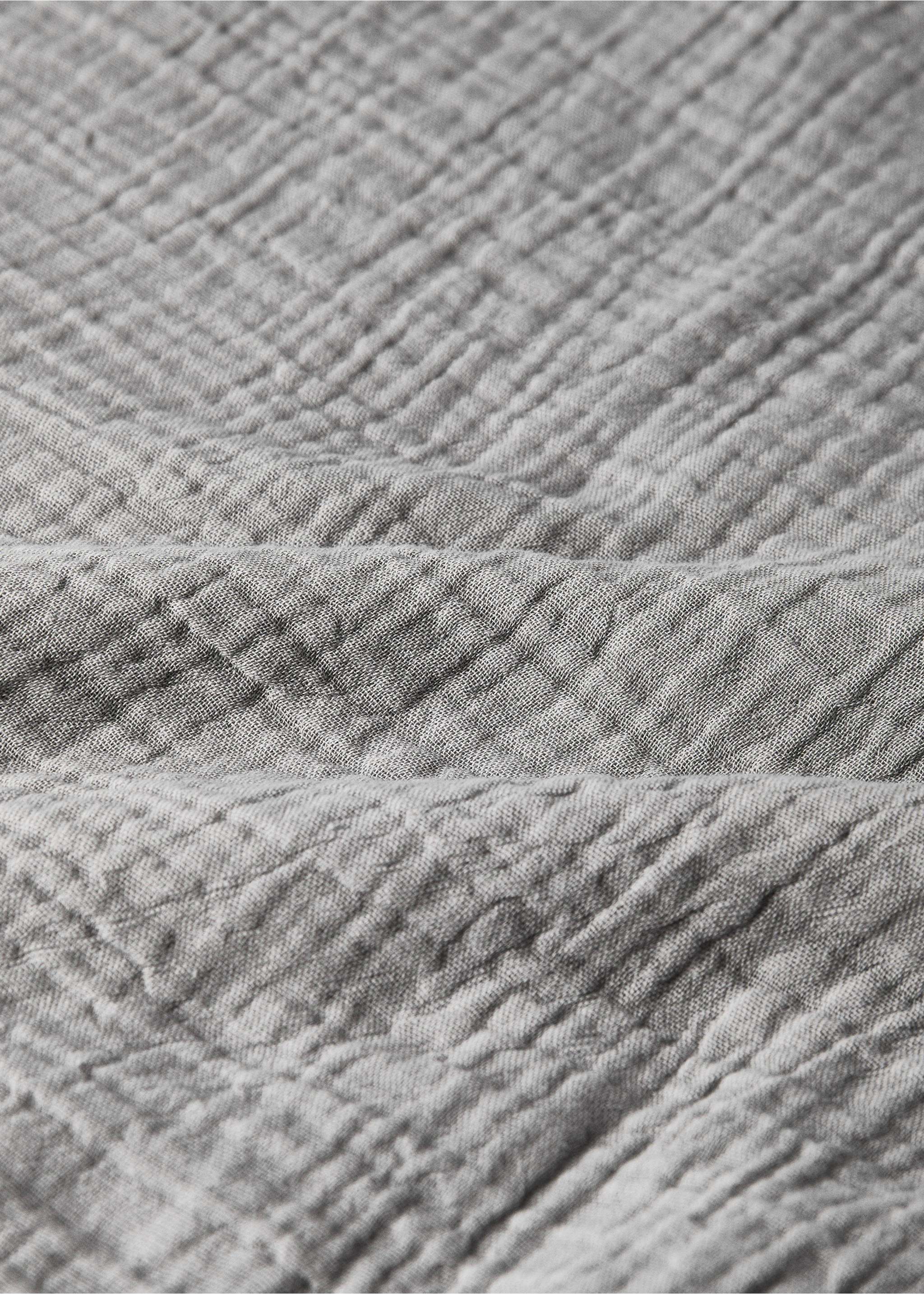 Chiffon cotton duvet cover with contrast piping for cot - Details of the article 2, Light/Pastel Grey. Ref: 87084082-00.