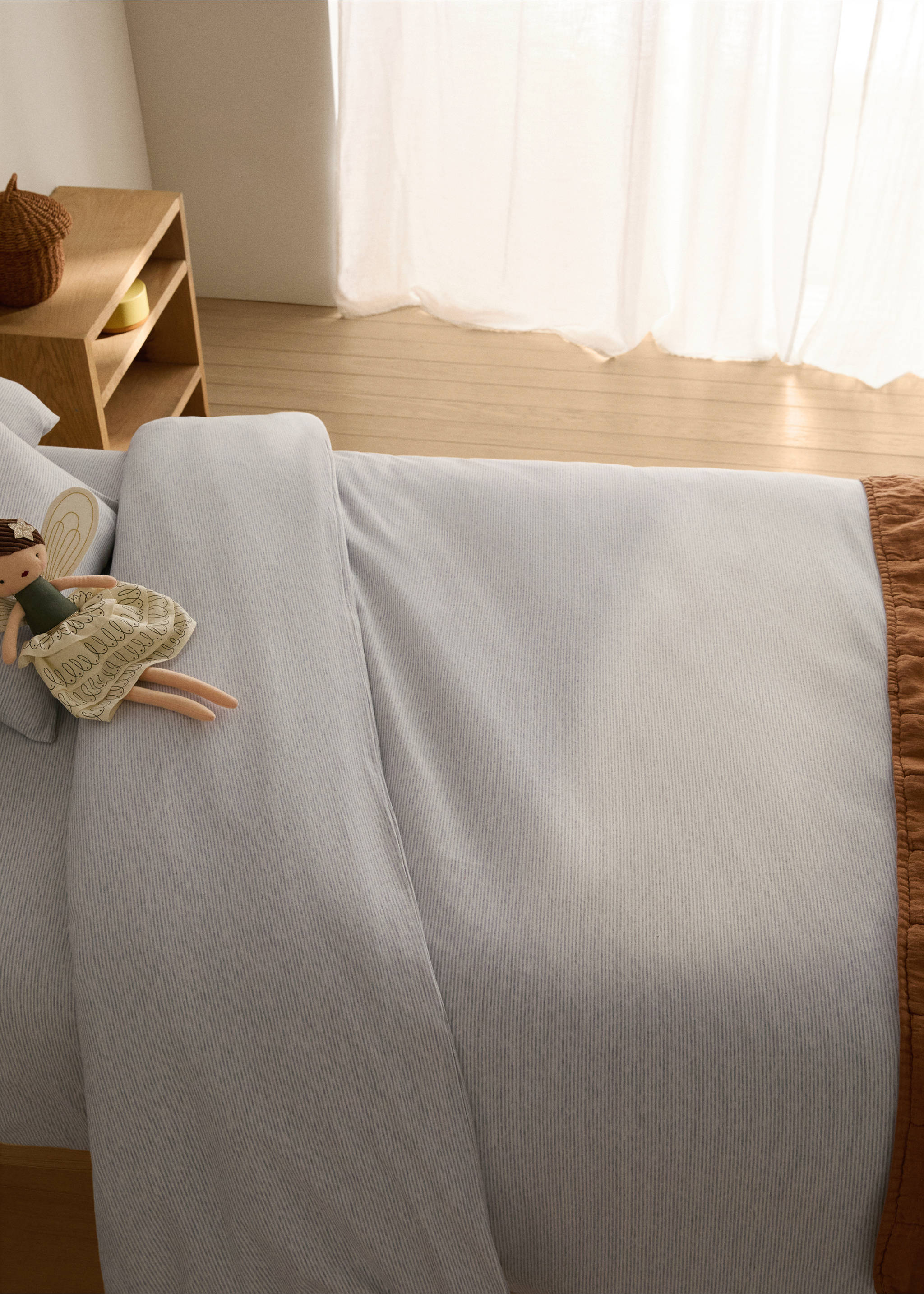 Cotton striped children’s duvet cover for 90cm bed - General plane, Grey. Ref: 87084083-00.