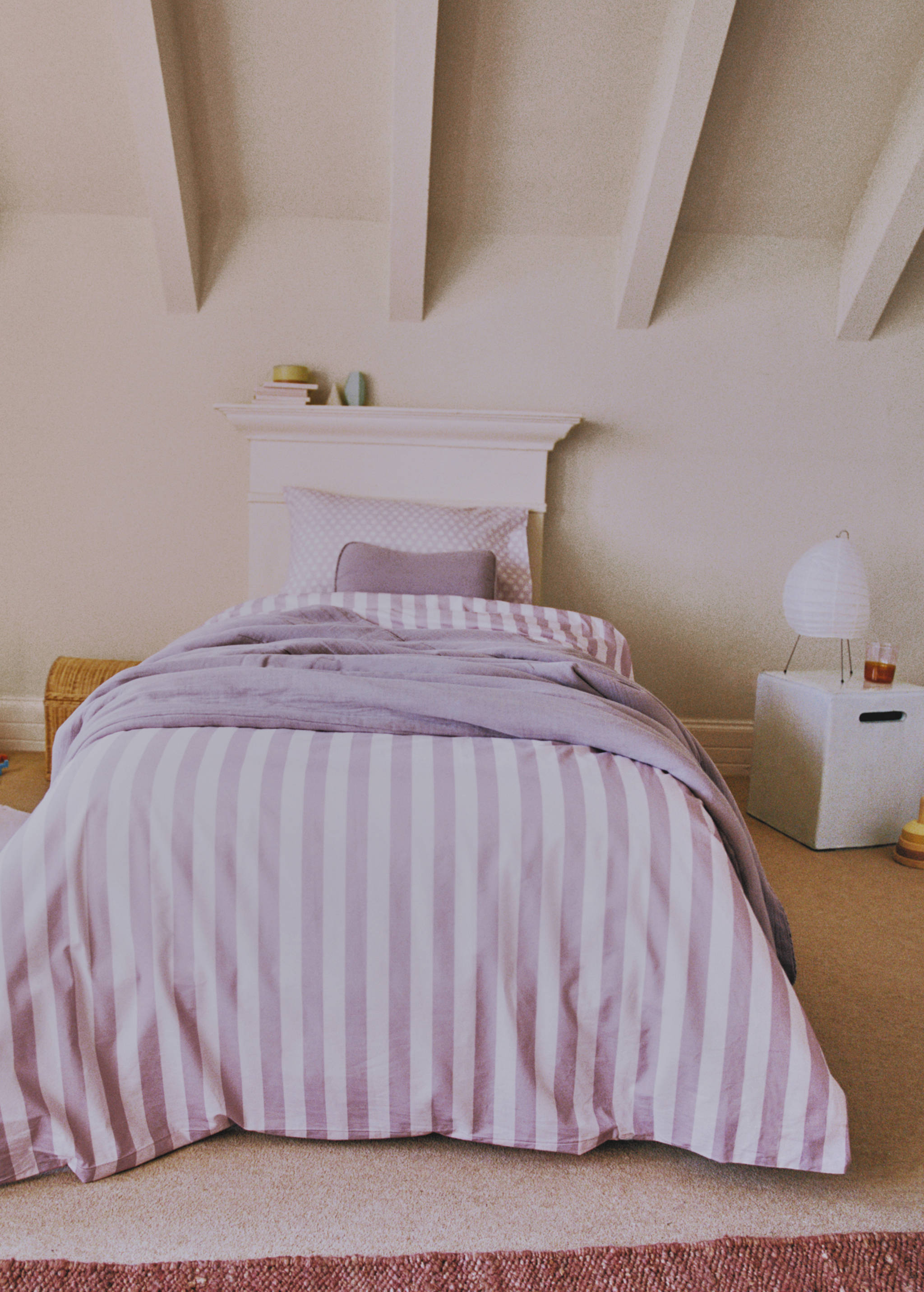 Cotton percale thick-striped children's duvet cover for 90cm bed - Details of the article 6