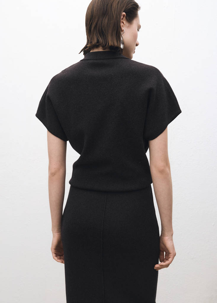 Wool-blend polo-neck sweater — Charcoal