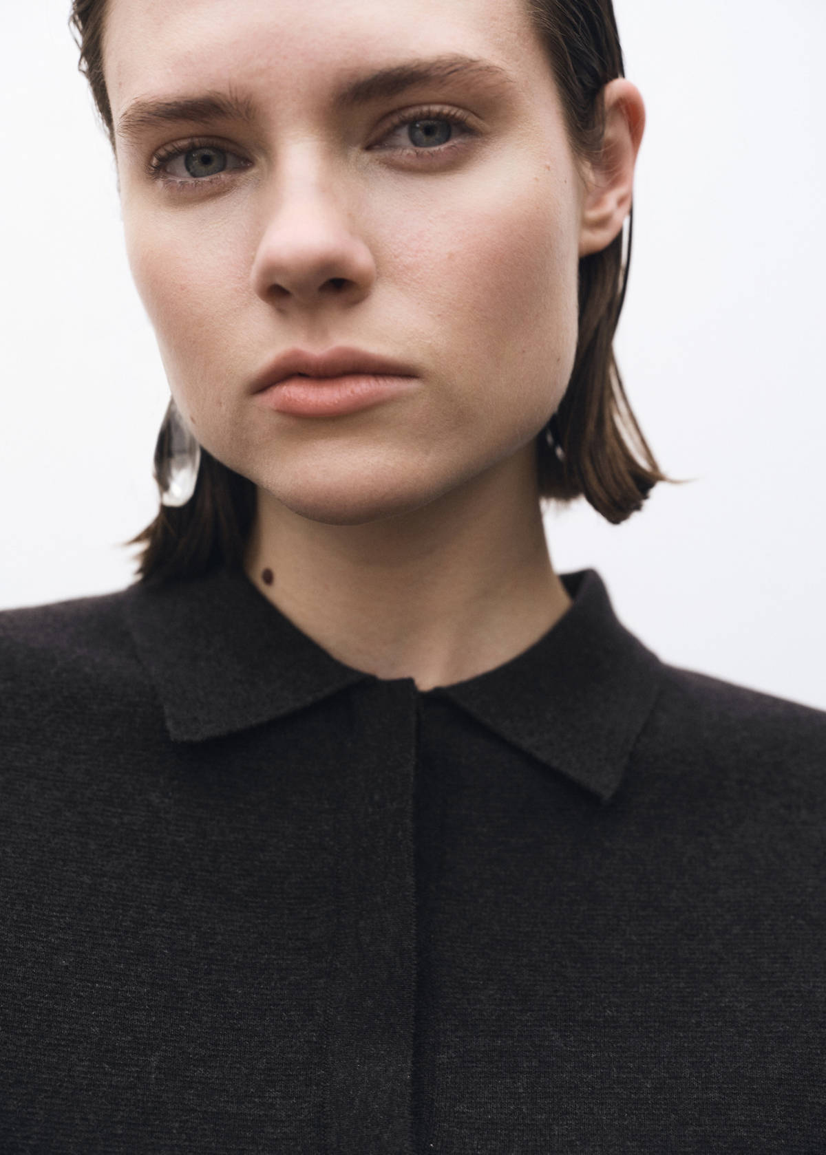 Wool-blend polo-neck sweater — Charcoal