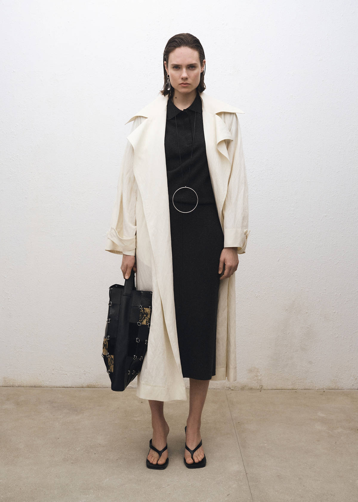 Wool-blend polo-neck sweater — Charcoal