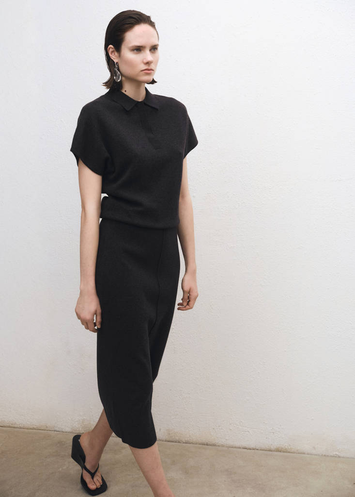 Wool-blend polo-neck sweater — Charcoal