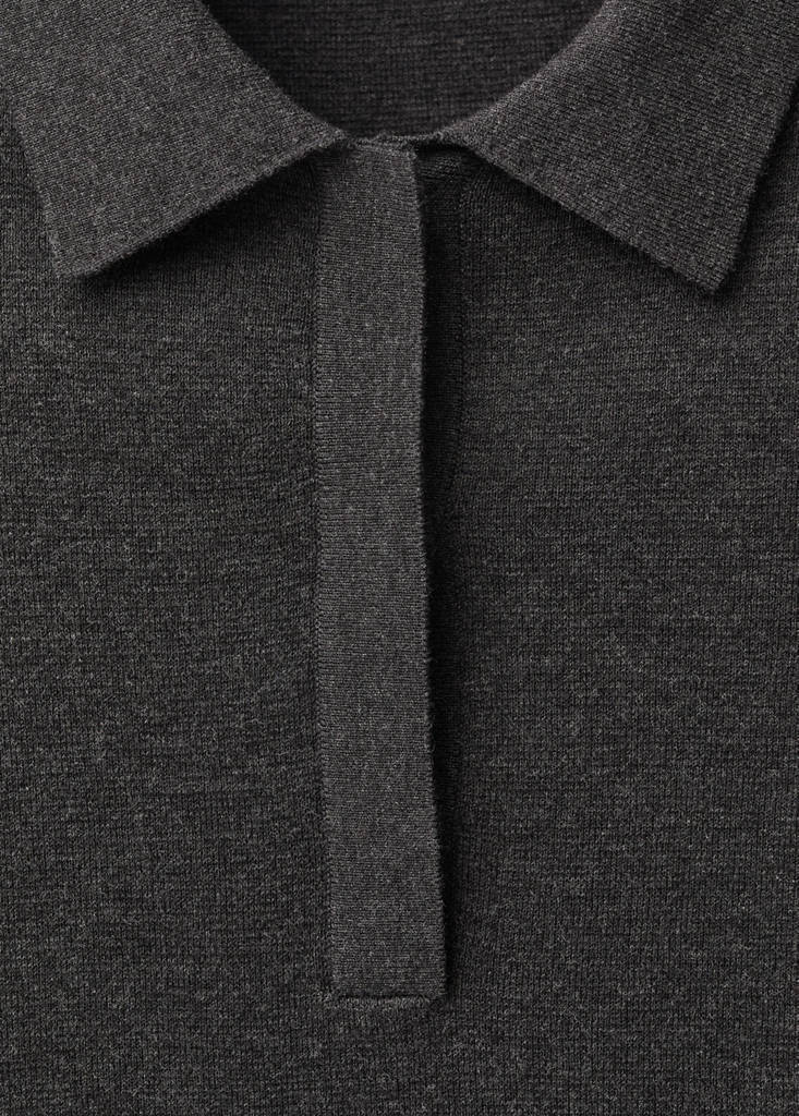 Wool-blend polo-neck sweater — Charcoal