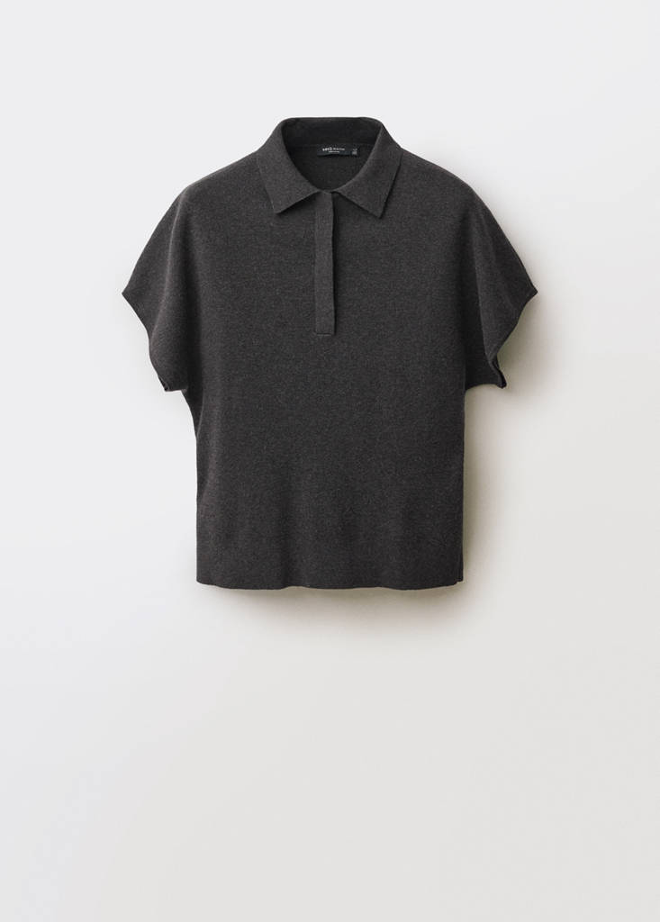 Wool-blend polo-neck sweater — Charcoal
