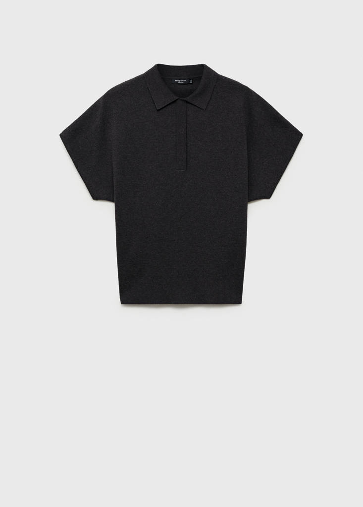 Wool-blend polo-neck sweater — Charcoal