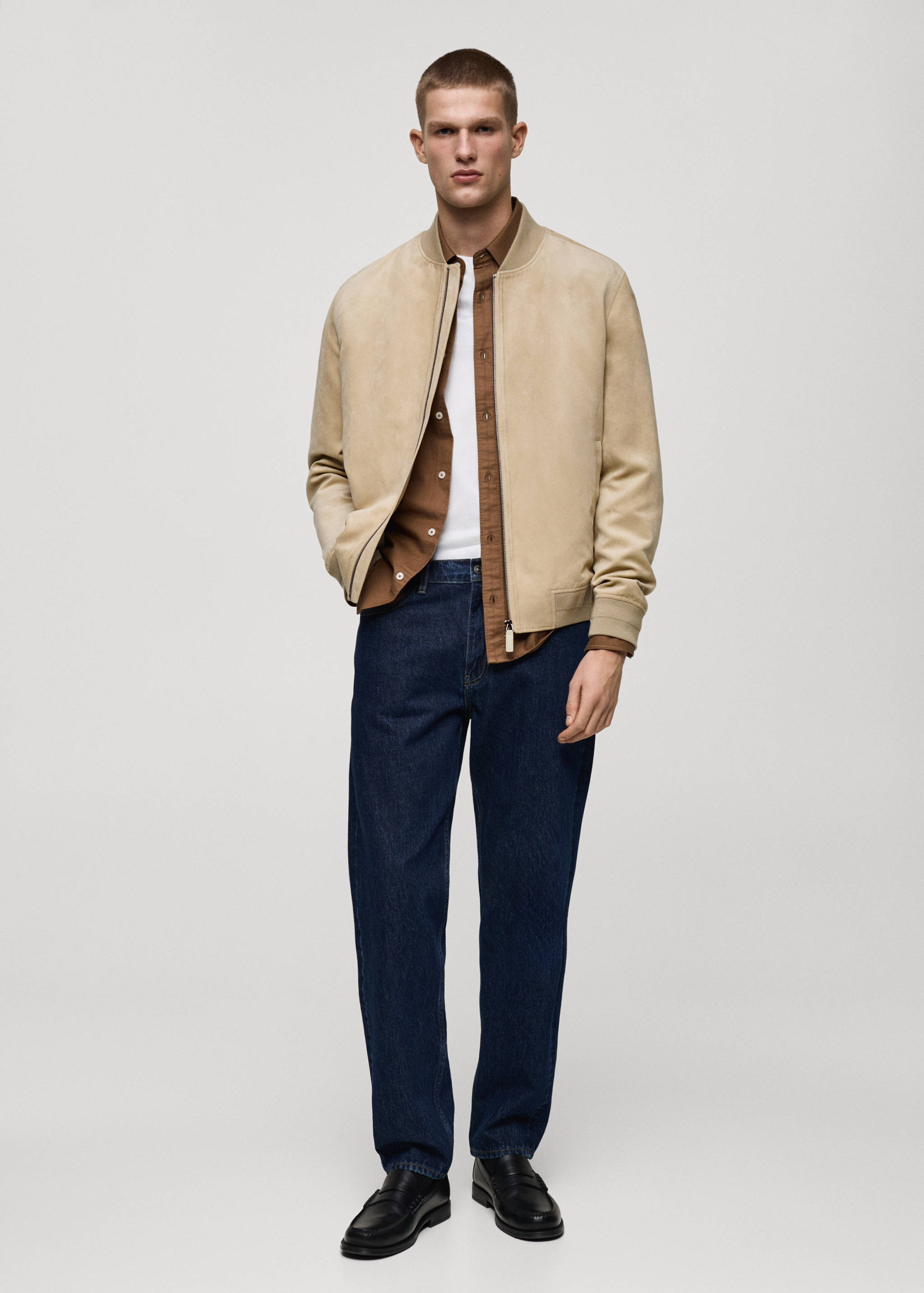 Suede-effect bomber jacket - General plane