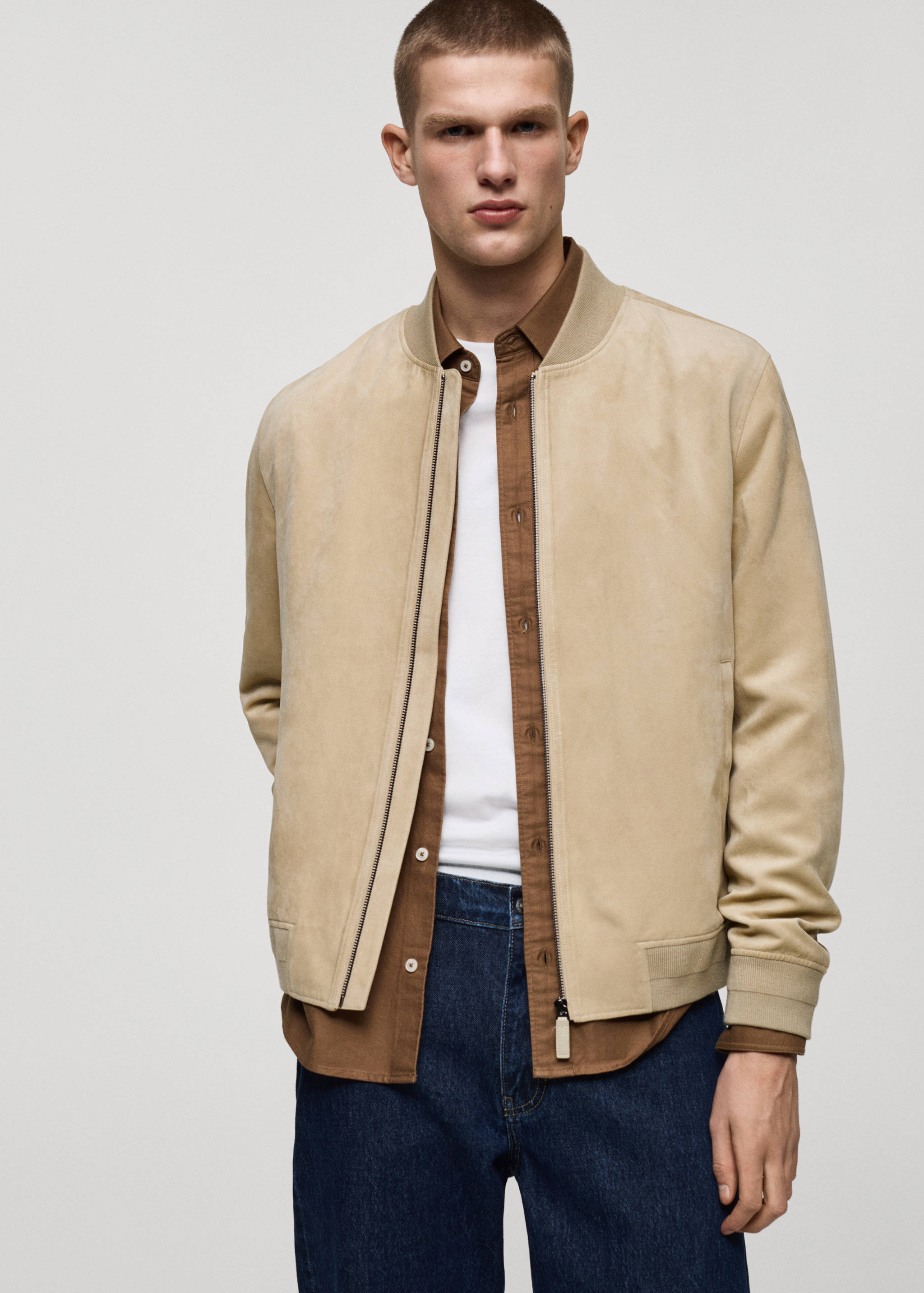 Suede-effect bomber jacket - Medium plane