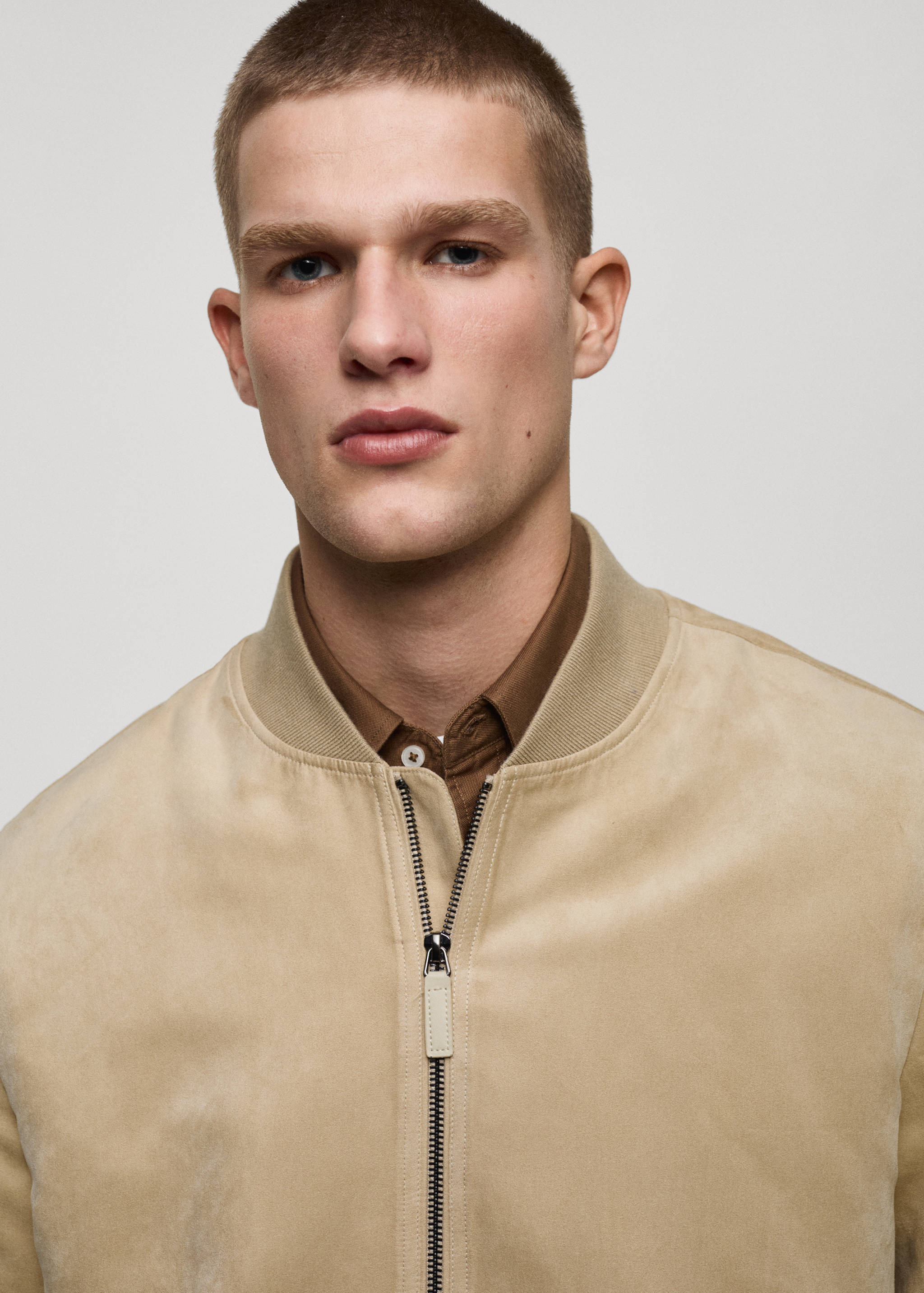 Suede-effect bomber jacket - Details of the article 1