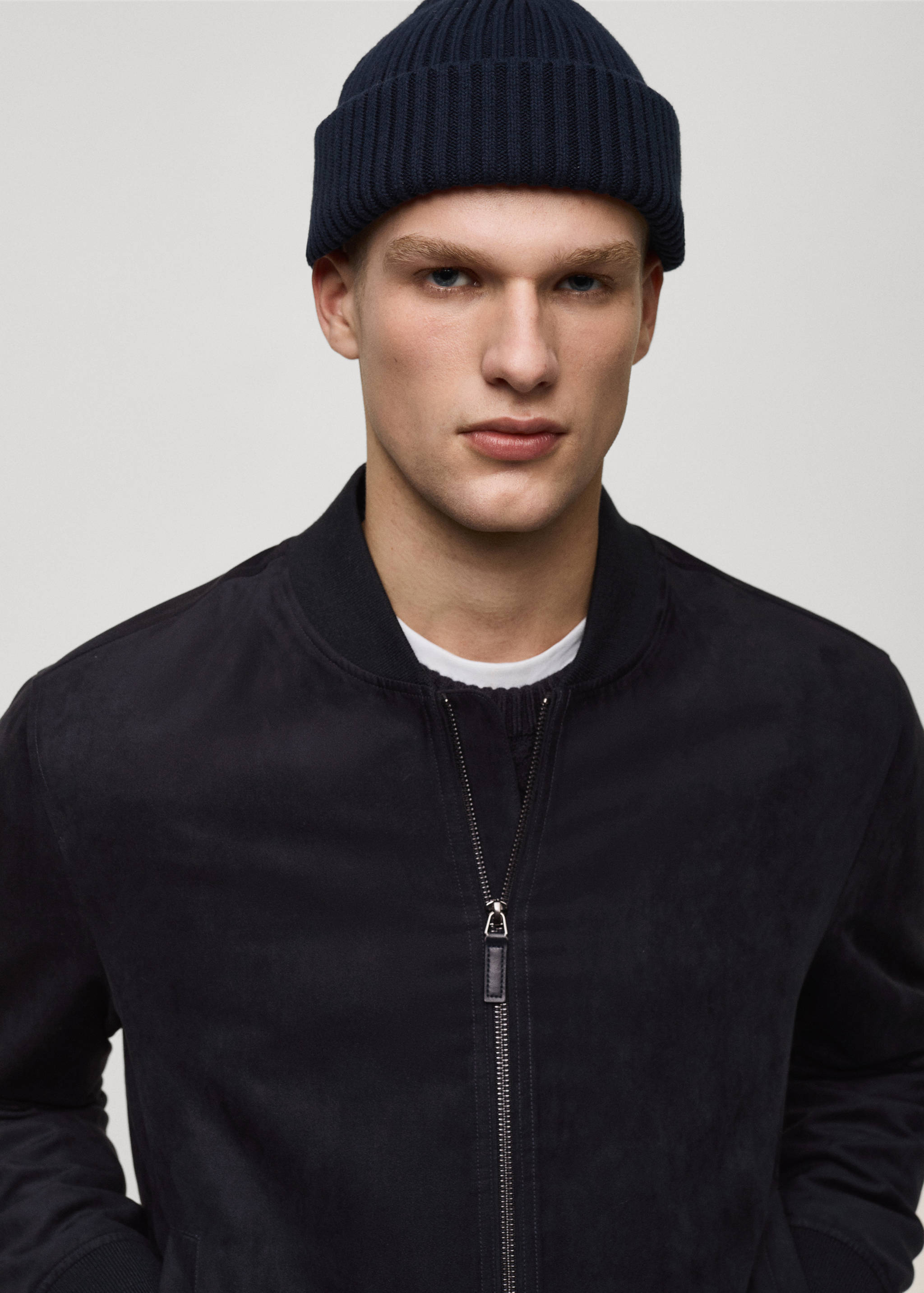 Suede-effect bomber jacket - Details of the article 1