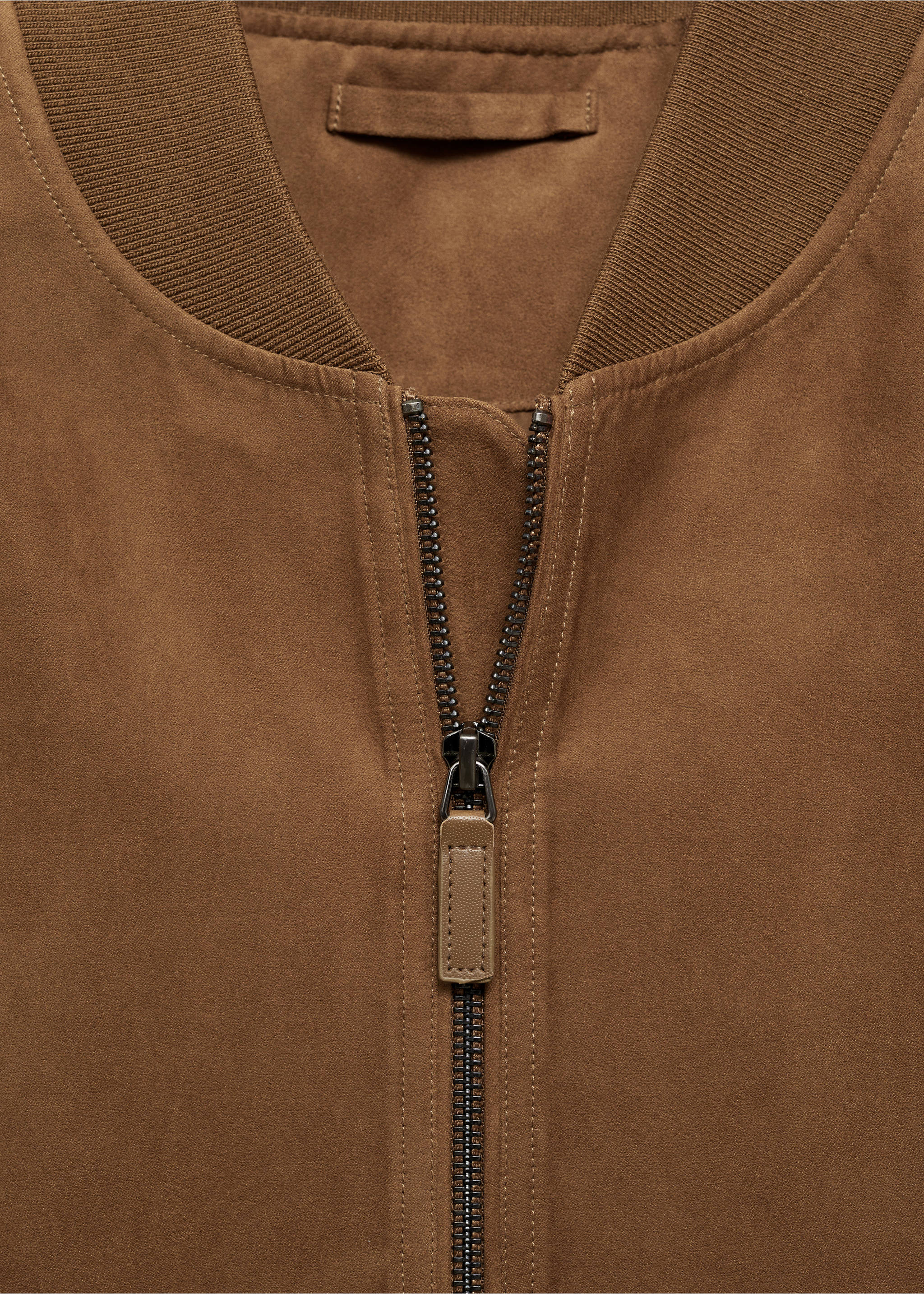 Suede-effect bomber jacket - Details of the article 8, Cognac. Ref: 87084386-00.