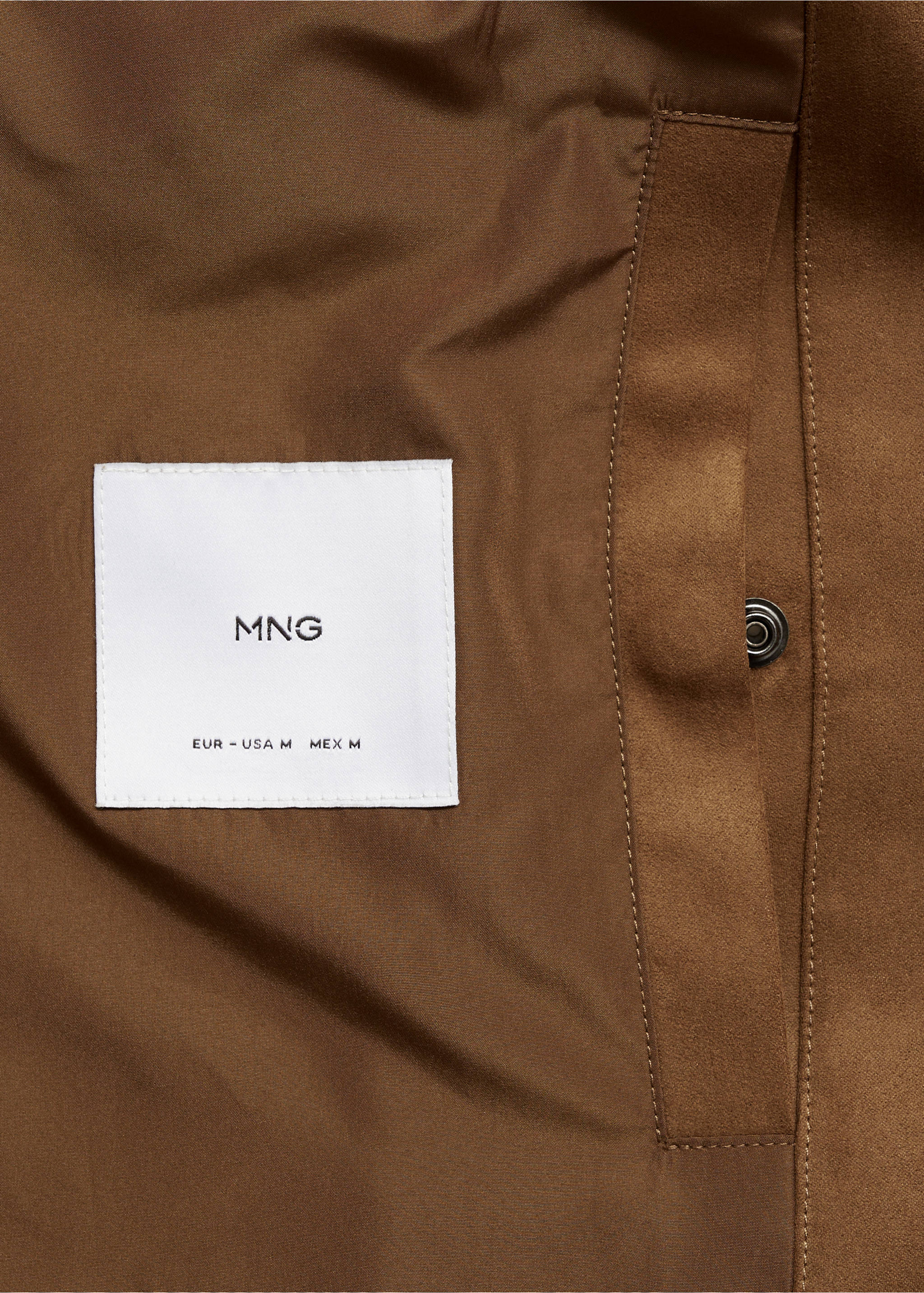 Suede-effect bomber jacket - Details of the article 0, Cognac. Ref: 87084386-00.