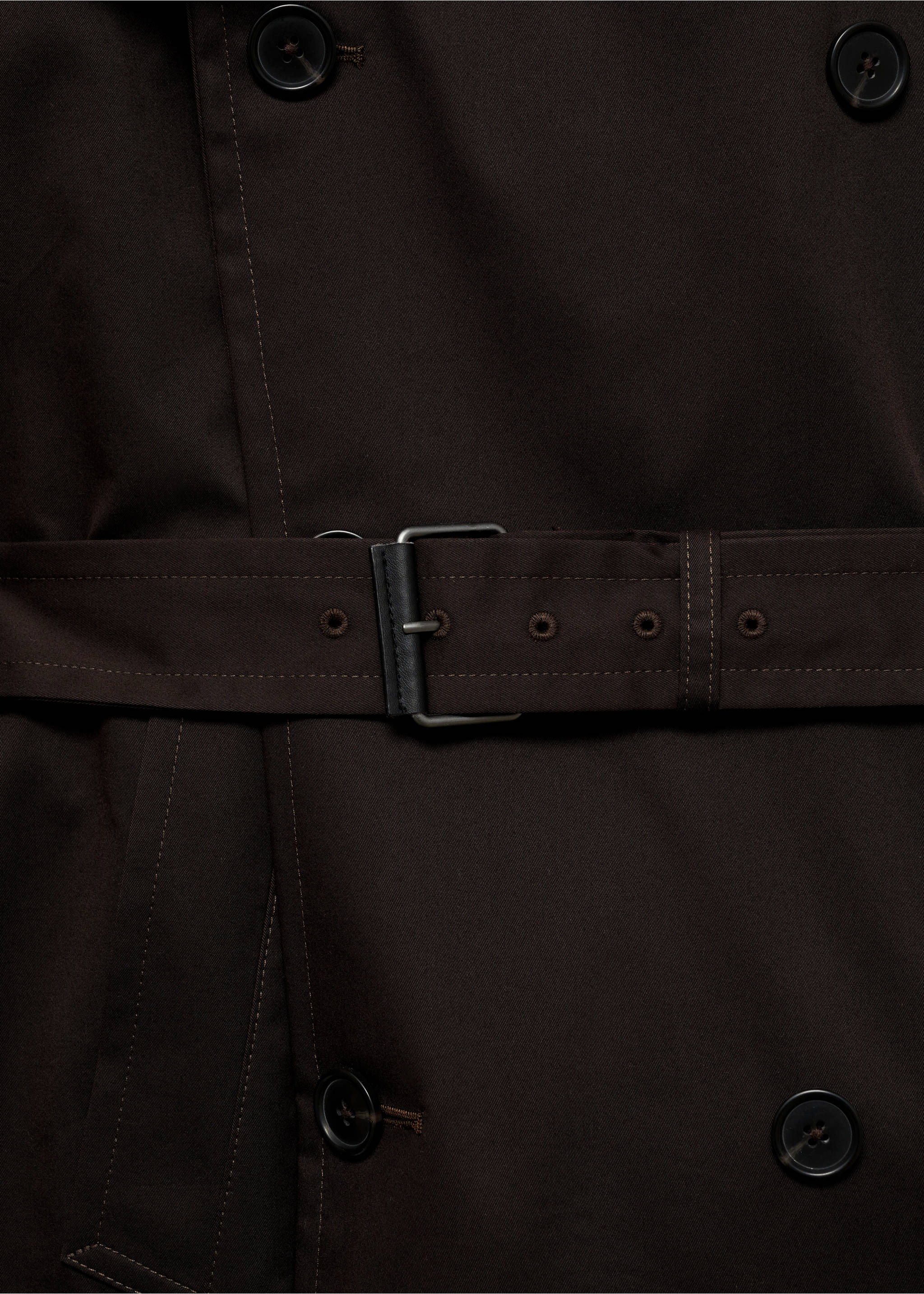 Water-repellent belted trench coat - Details of the article 0, Chocolate. Ref: 87084387-00.