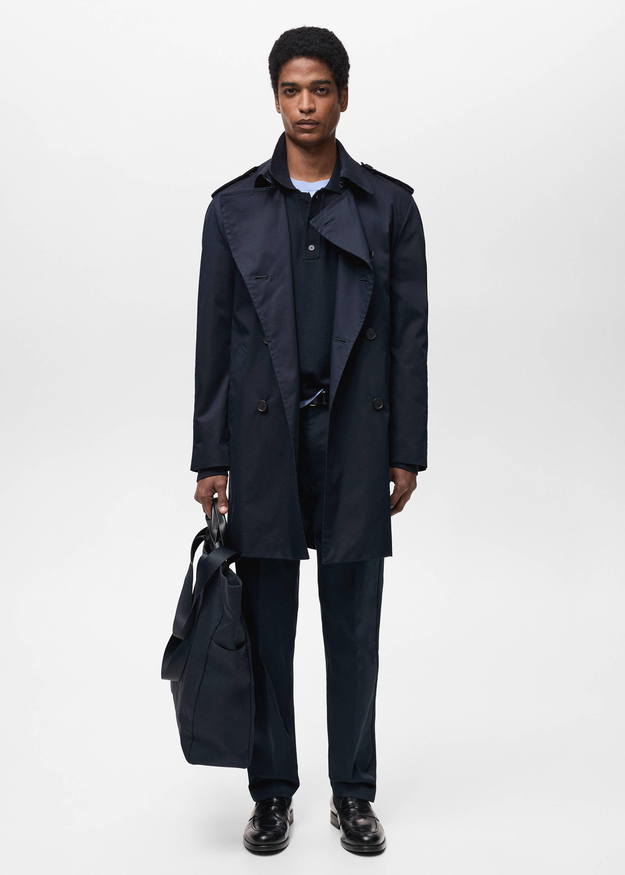 Water-repellent belted trench coat - General plane