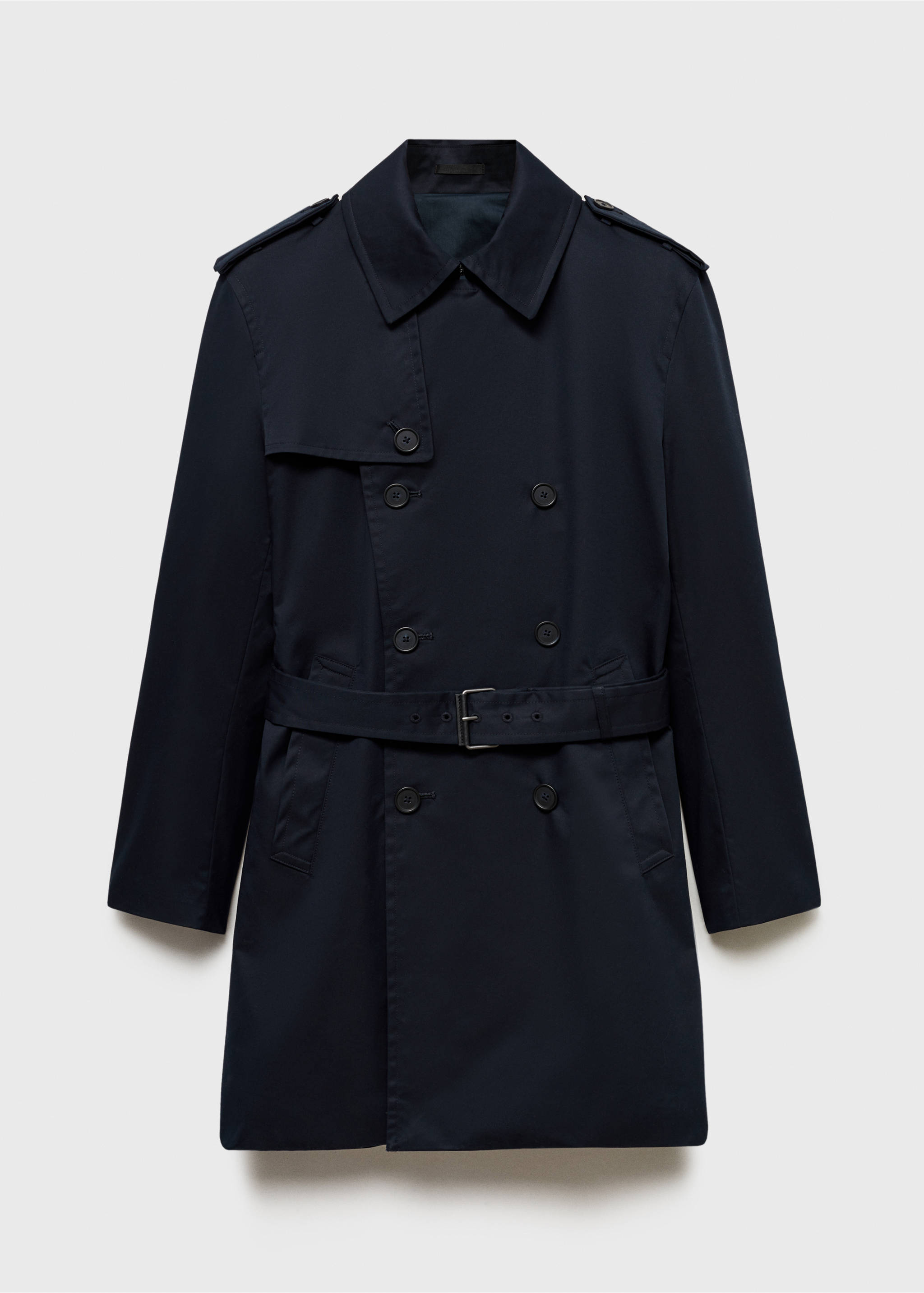 Water-repellent belted trench coat - Article without model, Night Blue. Ref: 87084387-00.